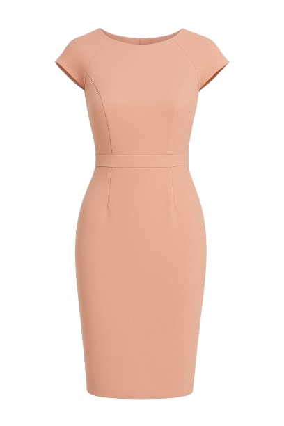 Conquista Women's Rose Gold Solid Colour Dress With Cap Sleeves Old Rose Color. In Gold