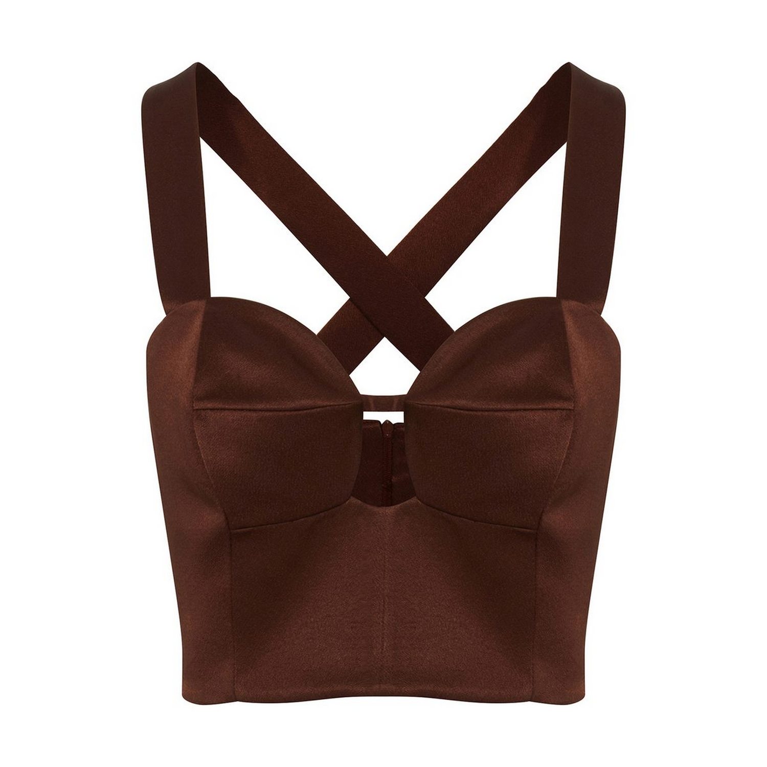 Women’s Cups Brown Satin Bustier Xxs Rue Les Createurs