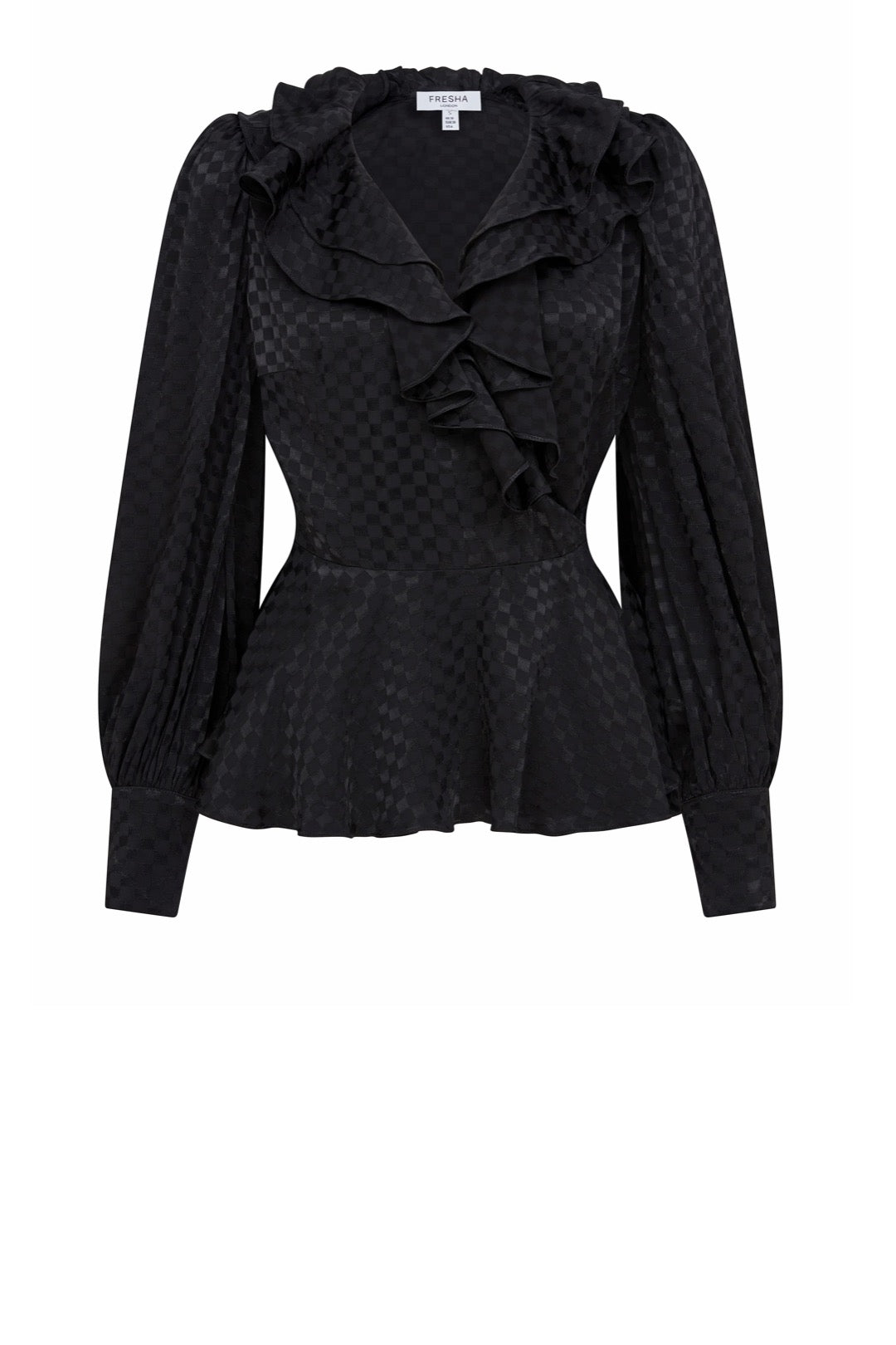 Fresha London Women's Erin Blouse Black Checkerboard In Black