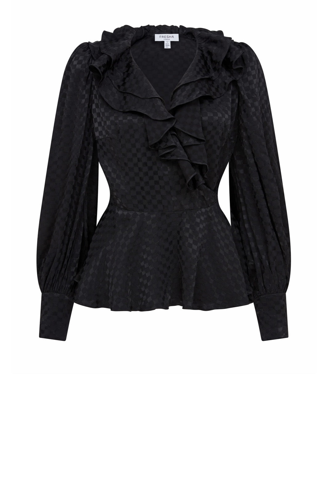 Fresha London Women's Erin Blouse Black Checkerboard