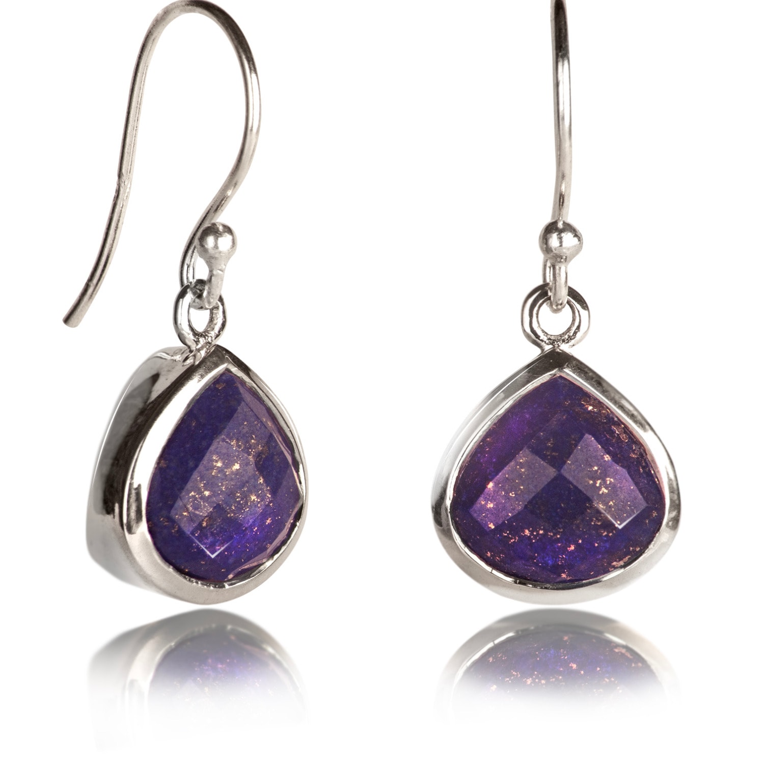 The Jewellery Store London Women's Silver / Blue Pear-shaped Lapis Earrings In Sterling Silver
