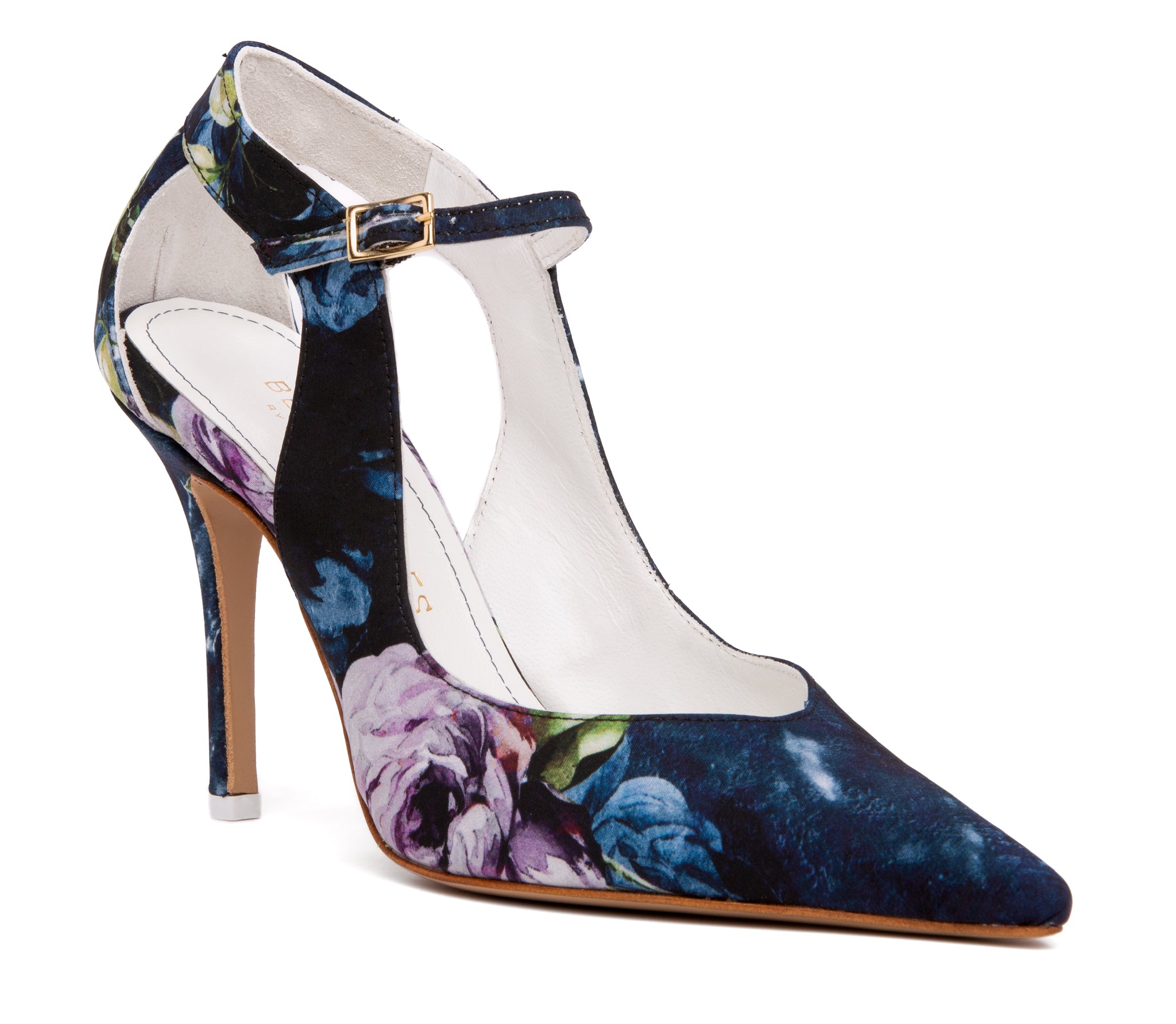 Women’s Pink / Purple Agnese Navy Floral Satin Leather Mix Stiletto Work Evening Pump 3.5 Uk Beautiisoles by Robyn Shreiber Made in Italy