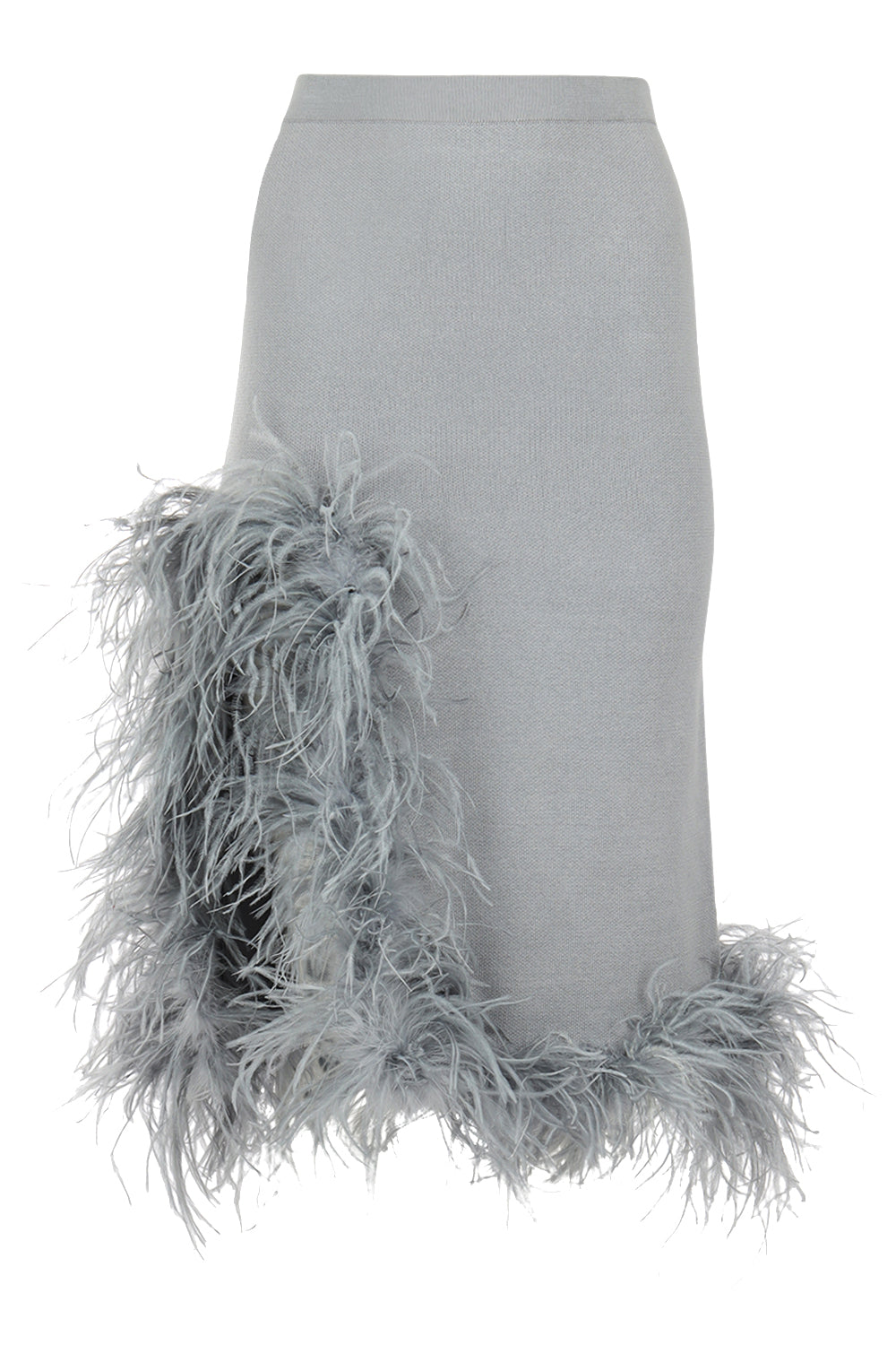 Andreeva Grey Knit Skirt With Feathers In Gray