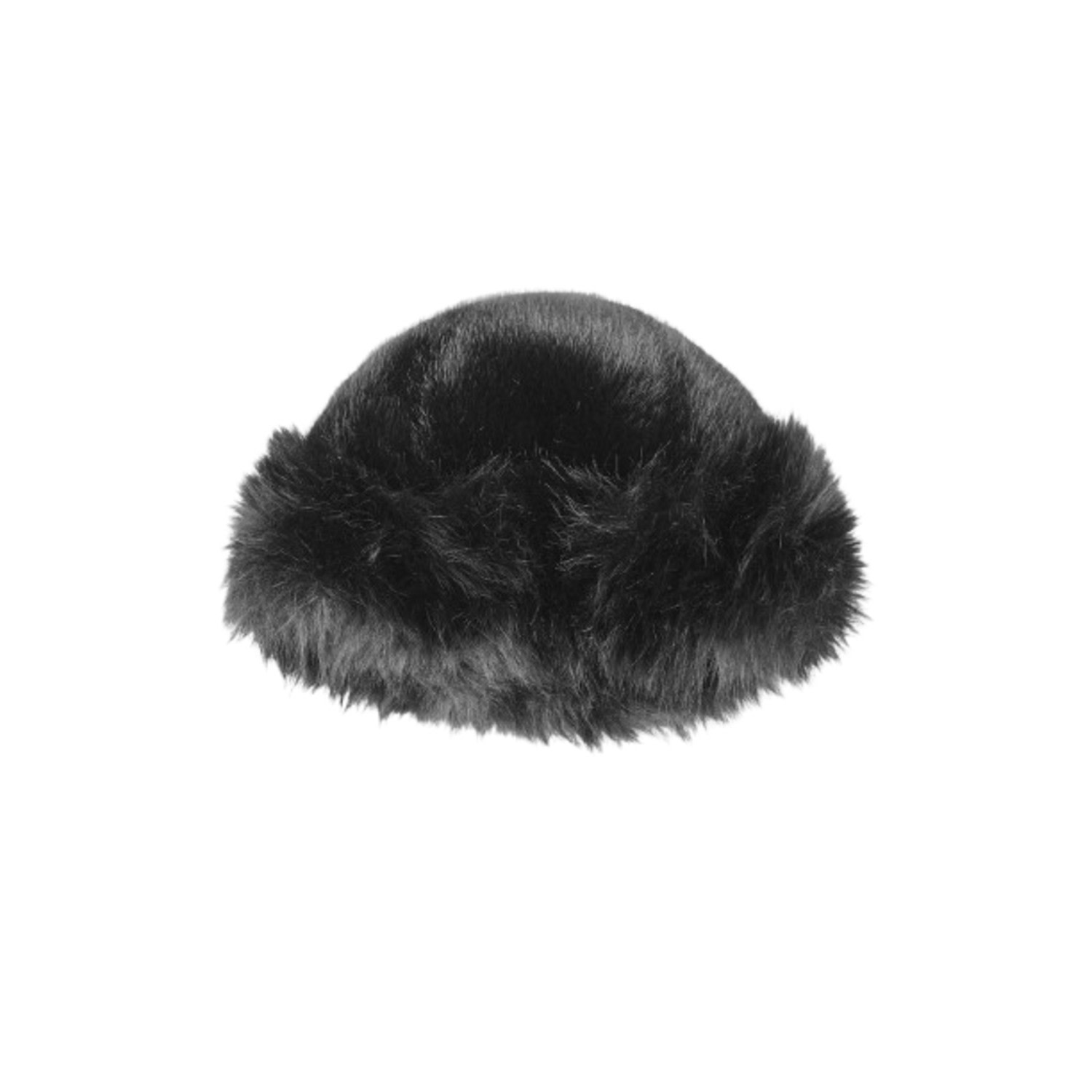 Women's Faux Fur Plush Black Hat | One Size | Saachi