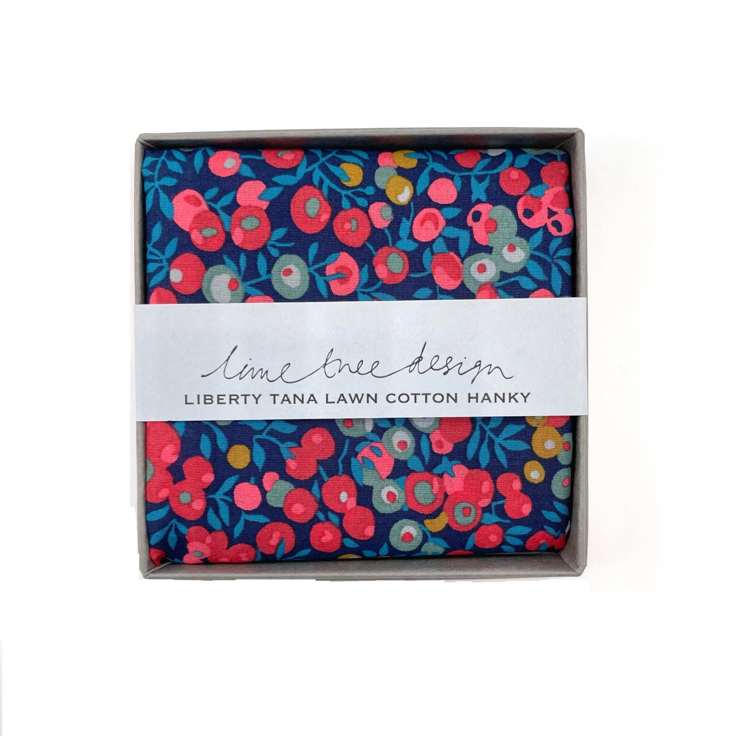 Lime Tree Design Men's Single Boxed Hanky Made With Liberty Fabric Wiltshire Red And Blue