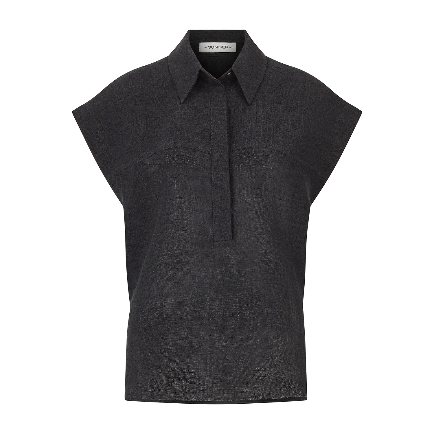 The Summer Edit Women's Blair Luxe Linen Shirt - Black In Black