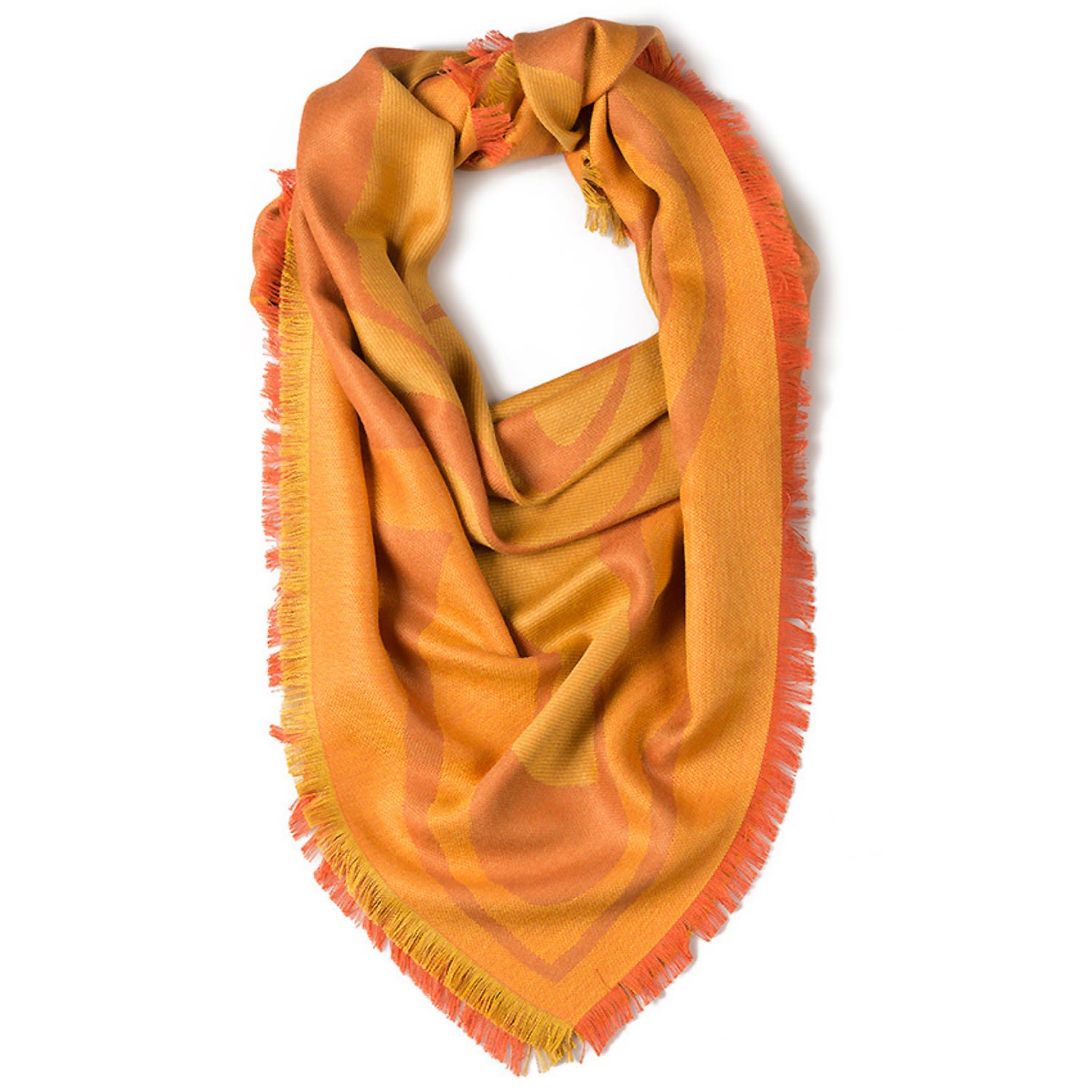 Women’s Yellow / Orange Orange Premium Baby Alpaca & Silk Large Bandana Squared Scarf Washein