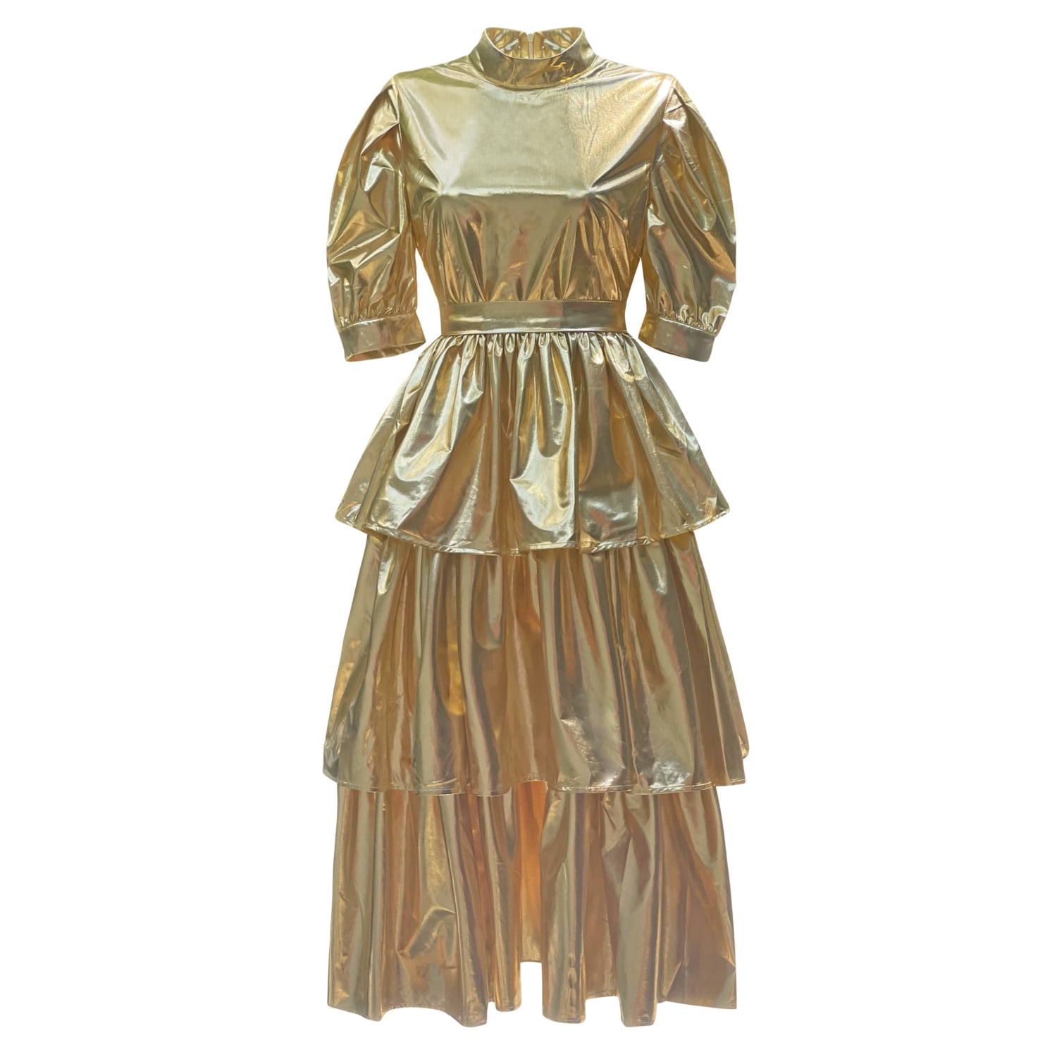 Women’s Bauble A Gold Metallic Tiered Chandelier Haus Dress Medium Madeleine Simon Studio