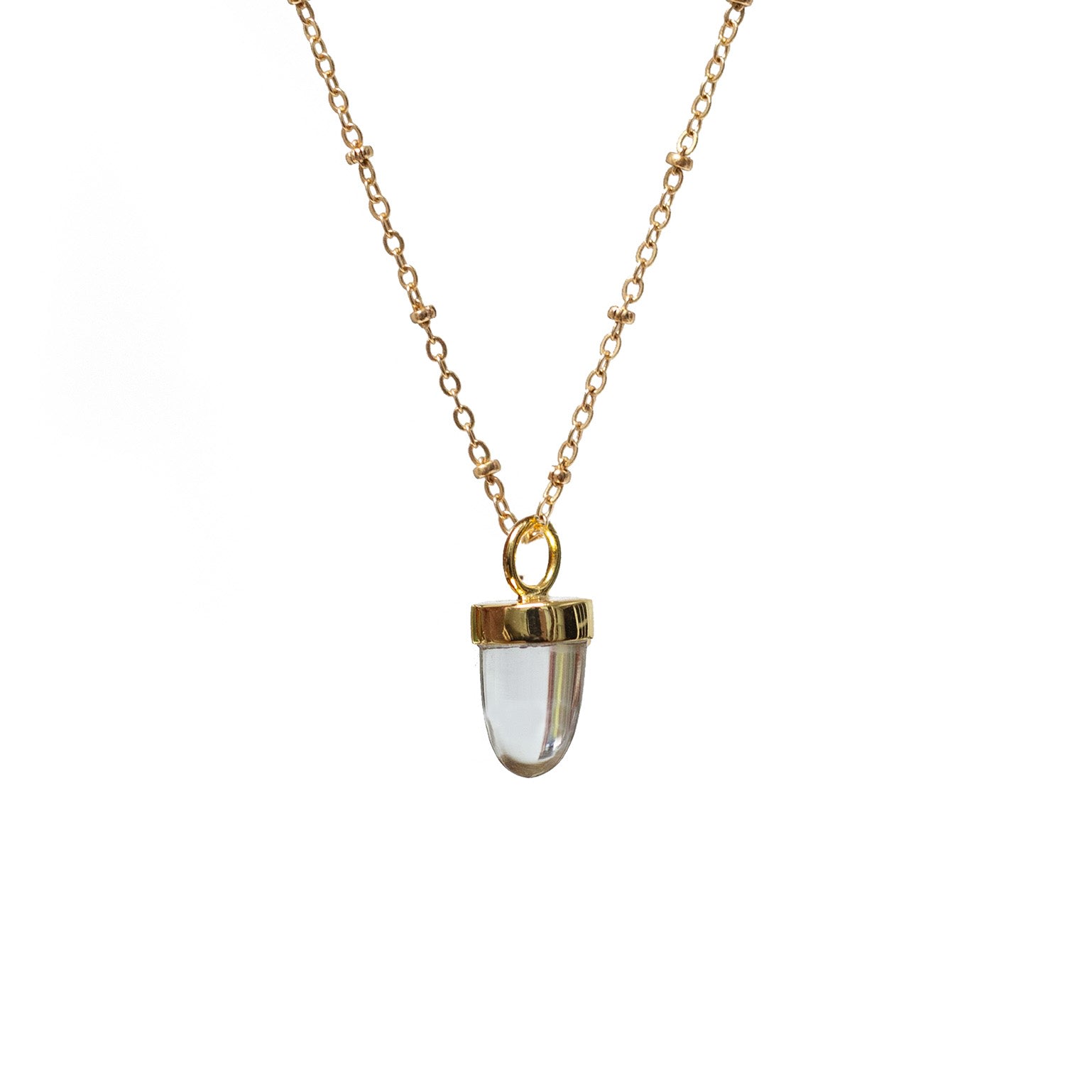 Mirabelle Jewellery Women's Gold Pendulum Rock Crystal Pendant On Long Satellite Chain In Burgundy
