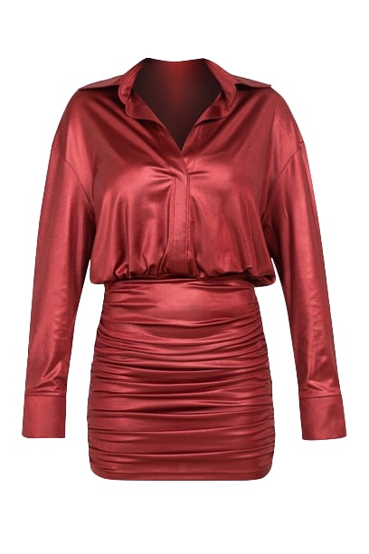 Women’s Draped Mini Shirt Dress In Red Xs/S Cliché Reborn