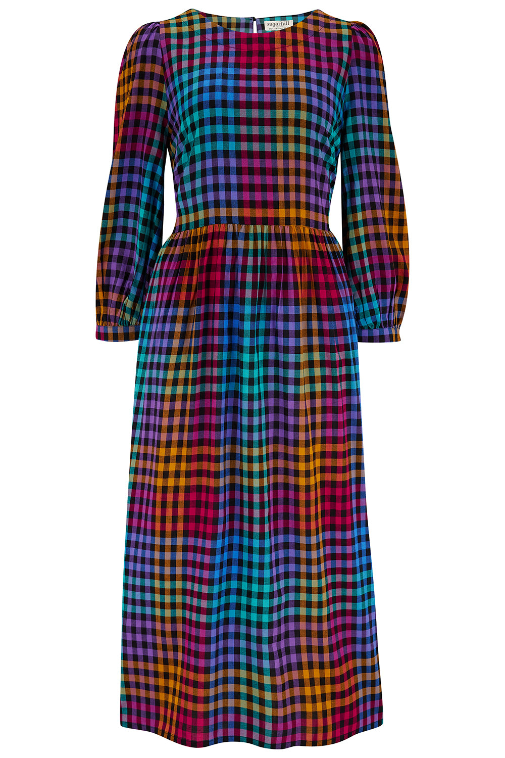 Women’s Kiara Midi Smock Dress Multi, Dark Gingham Extra Small Sugarhill Brighton