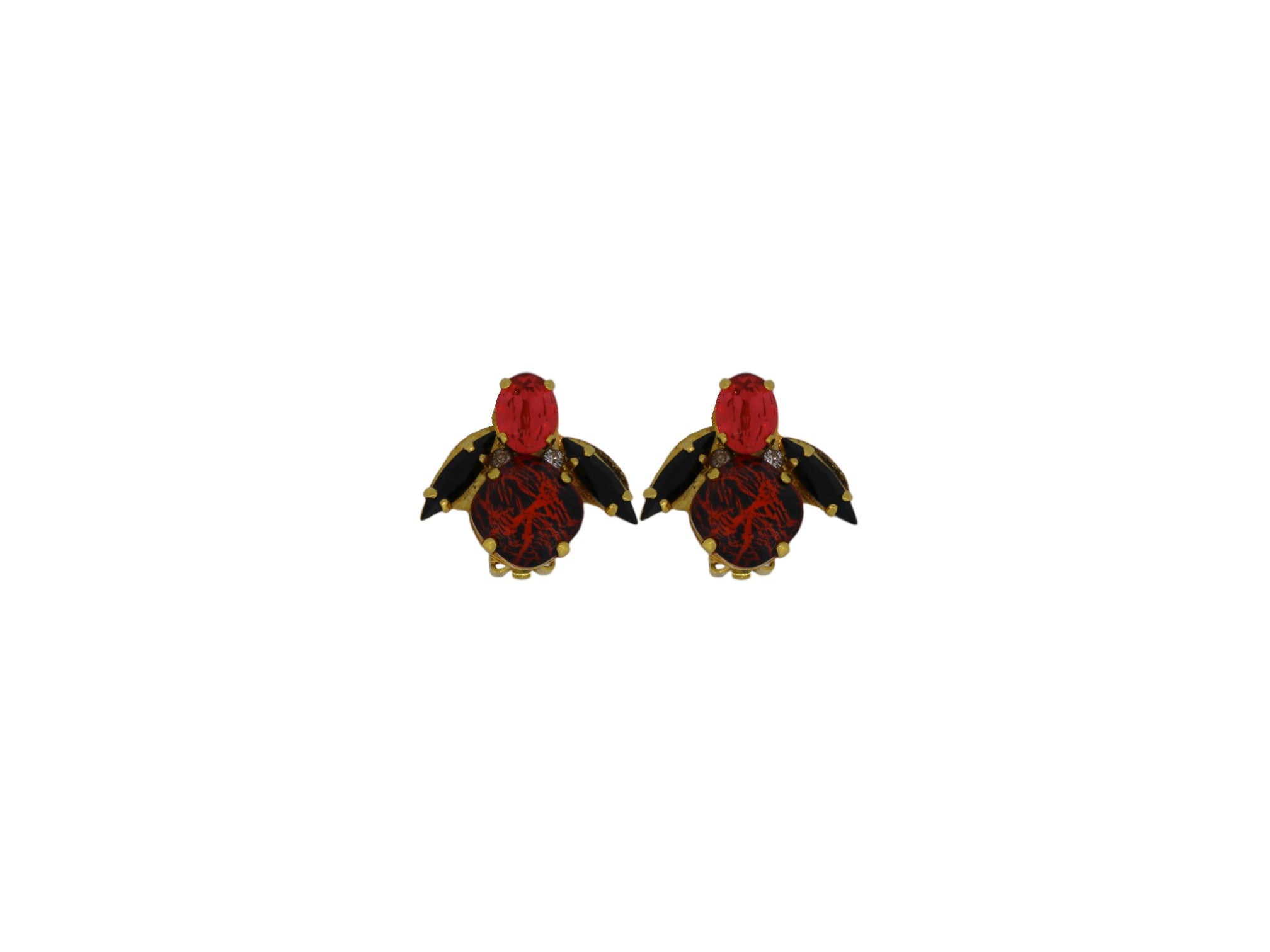 Vickisarge Women's The Spooky Red Bee Earrings In Gold - Clip In Red