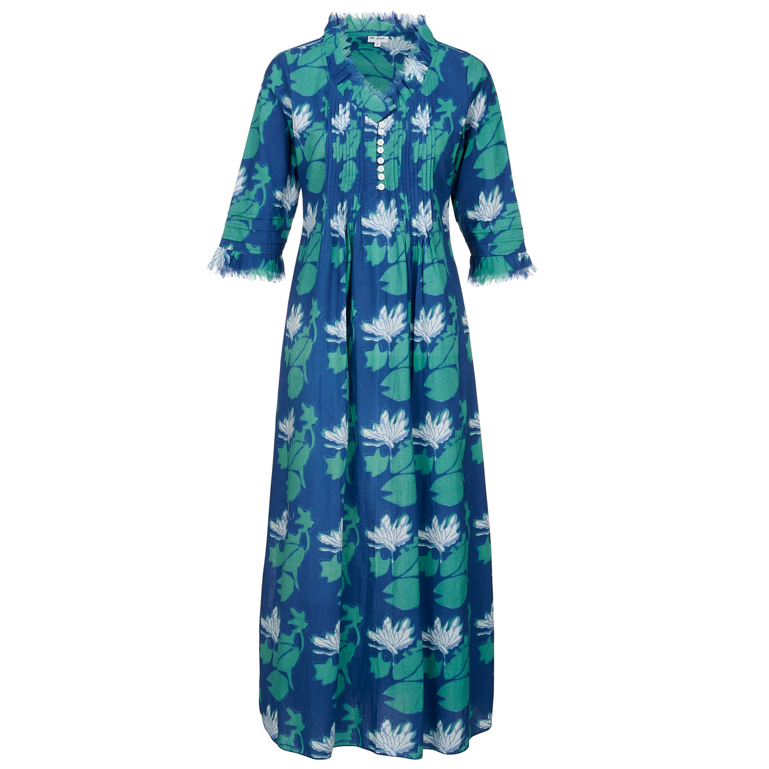 Women's Blue / Green Cotton Annabel Maxi Dress In Lily Pad | Extra Small | At Last...