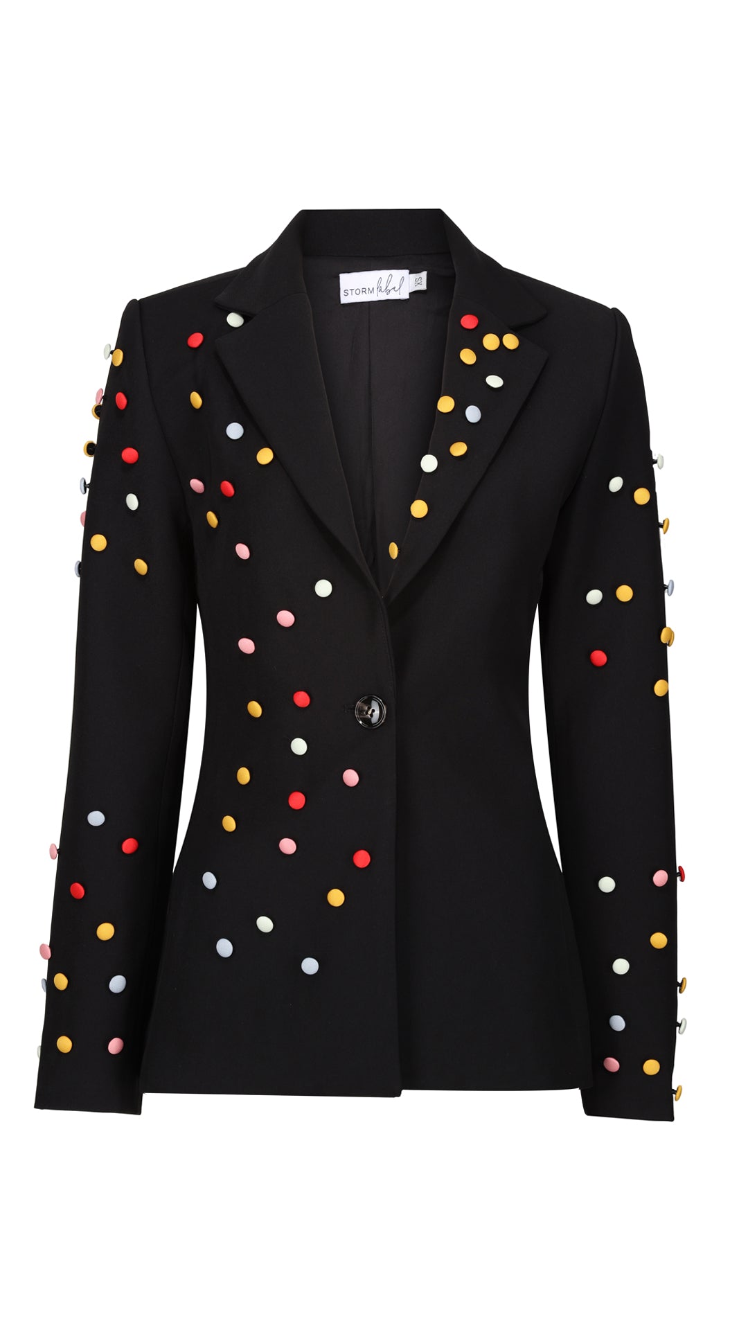 Women’s Smartie Black Blazer With Coloured Buttons Medium Storm Label