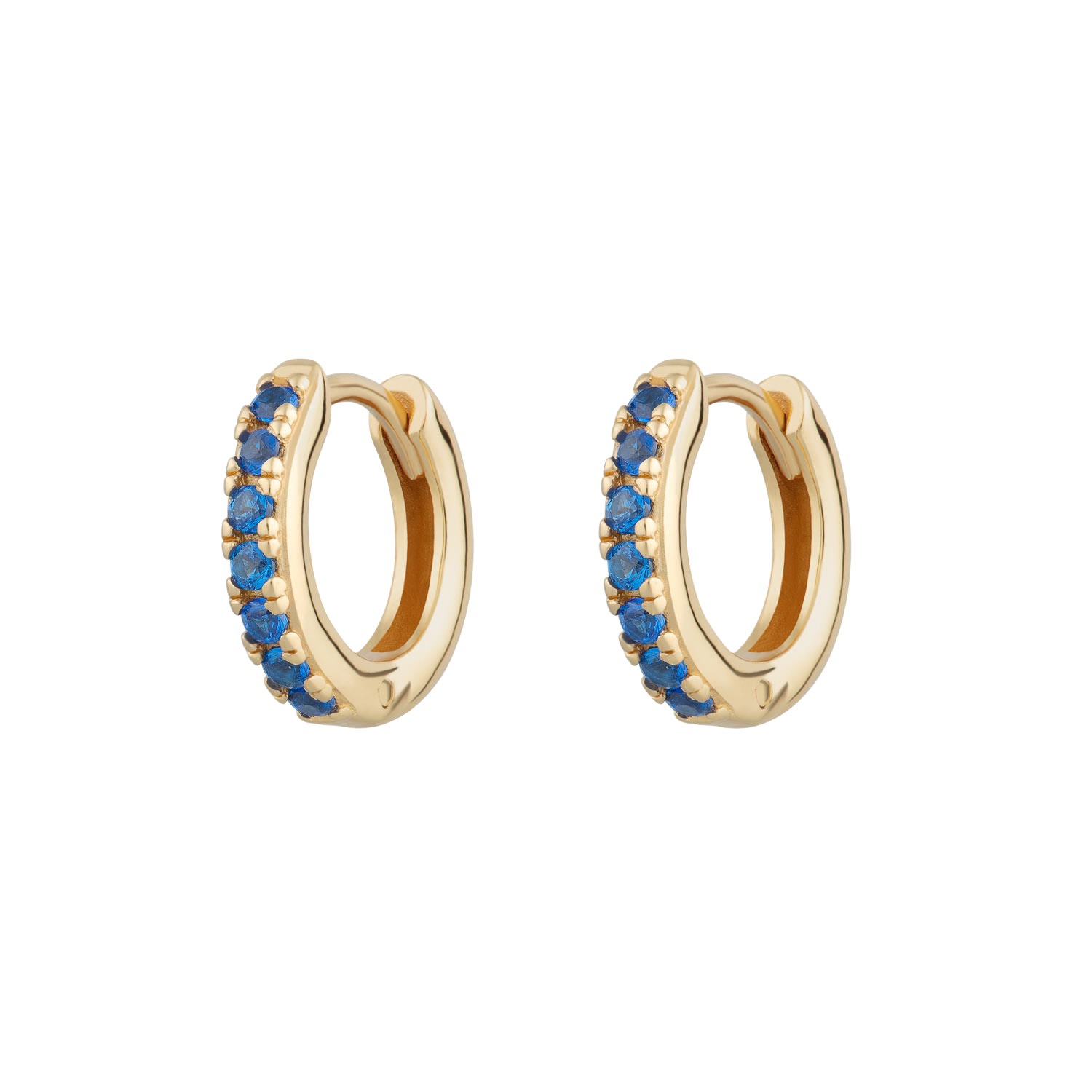 Women’s Gold / Blue Gold Huggie Earrings With Blue Stones Scream Pretty