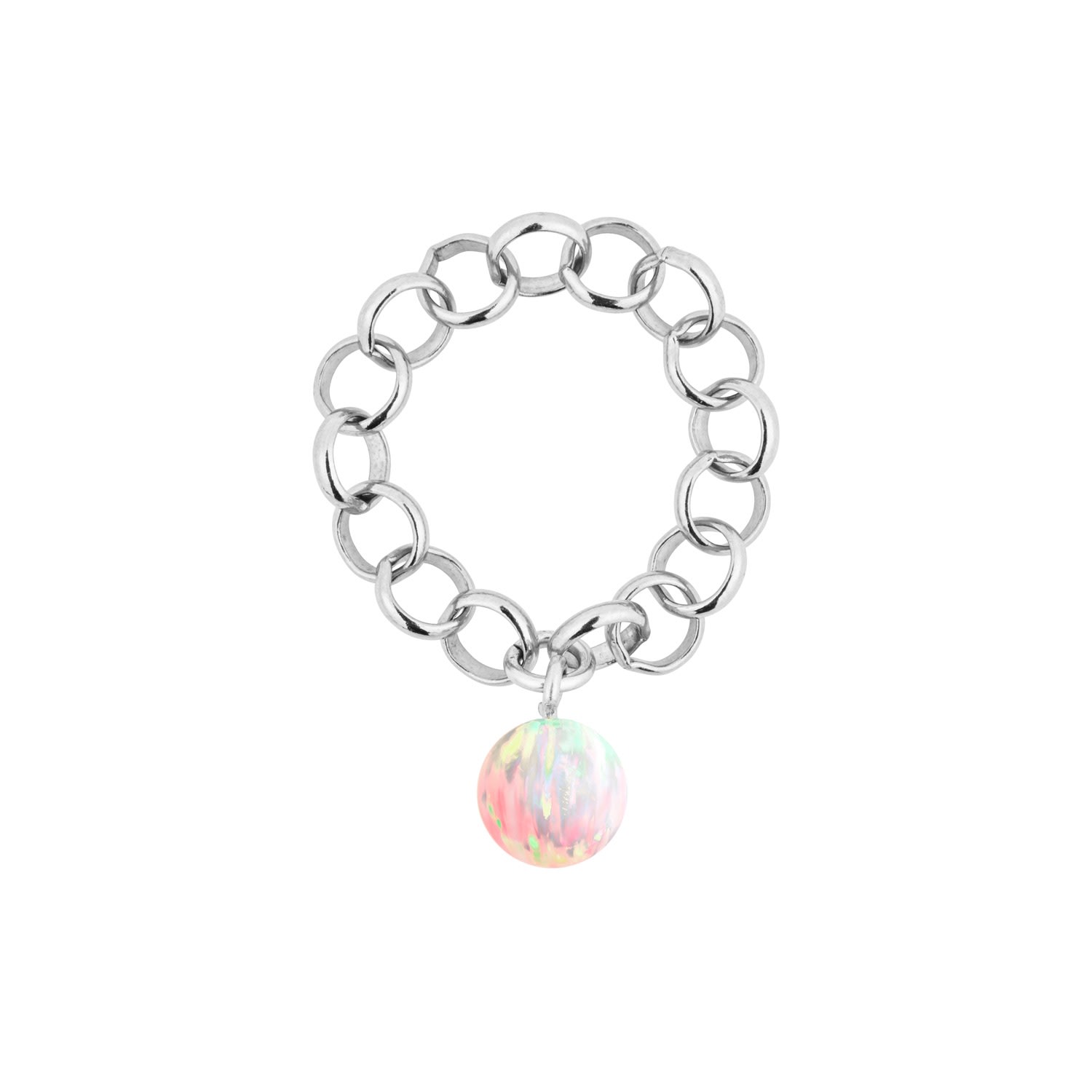 Women’s Aelia Sun Opal Chain Ring - Silver Ora Pearls