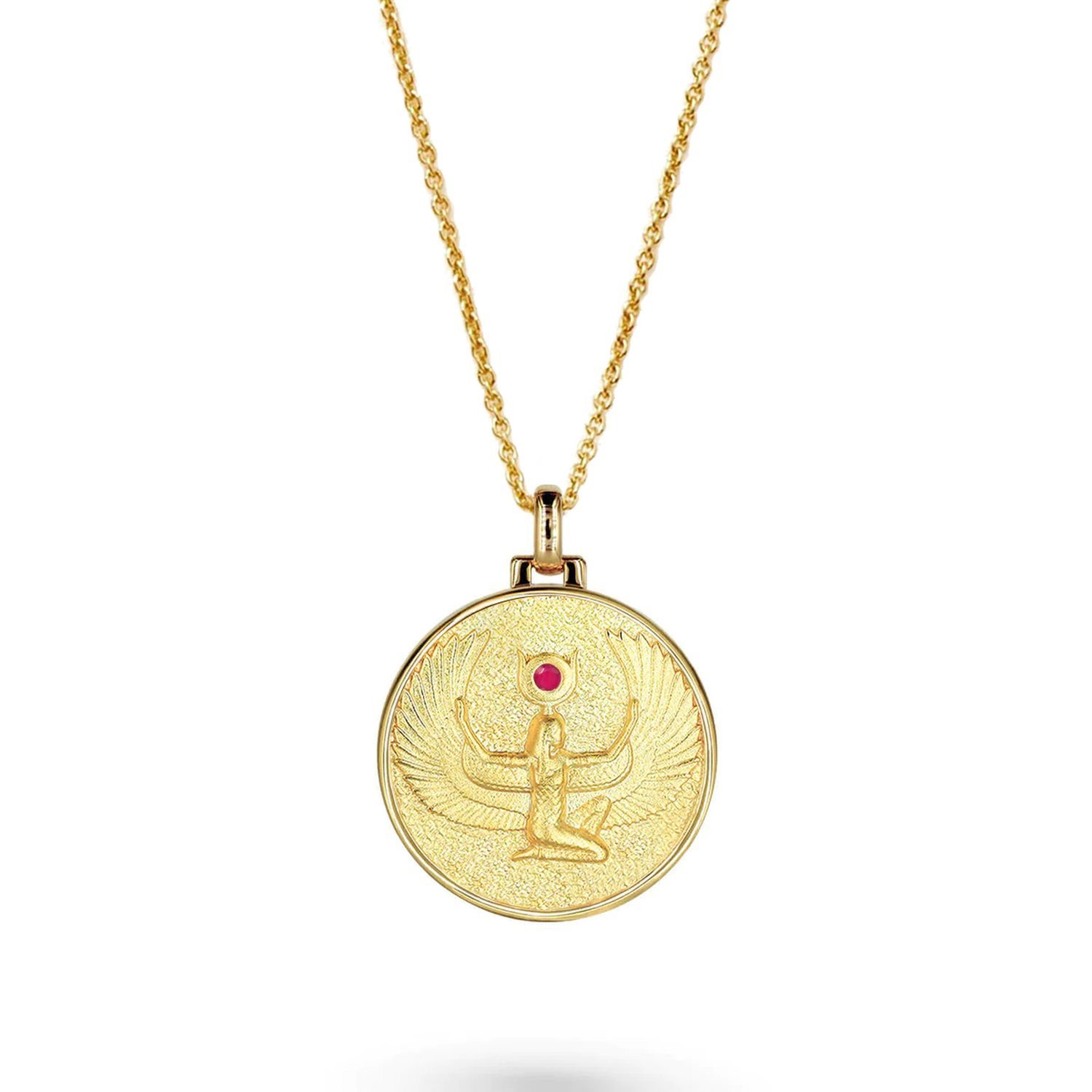Vermaye Switzerland Women's Gold Isis Ruby Necklace Vermeil Cablechain
