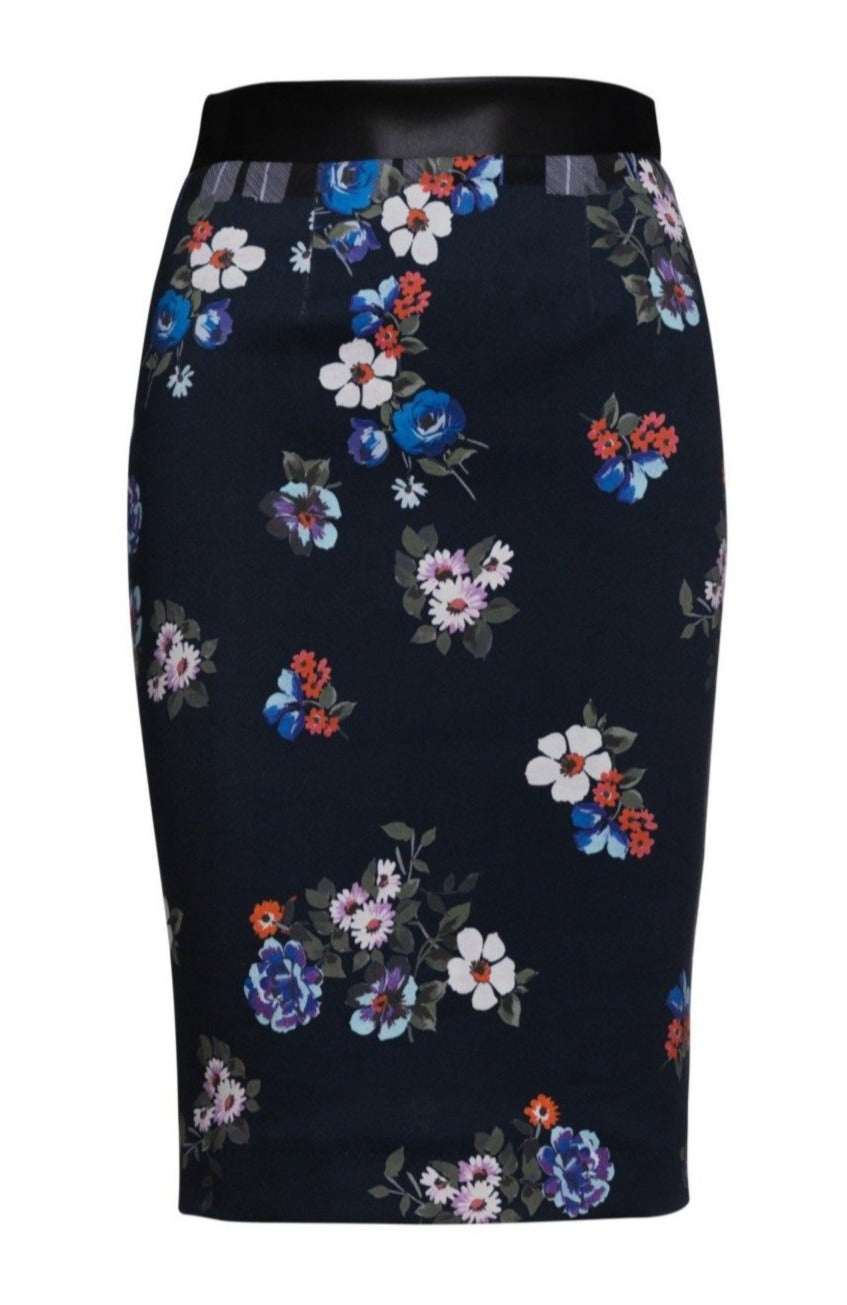 Women’s Blue Patterned Pencil Skirt Medium Conquista