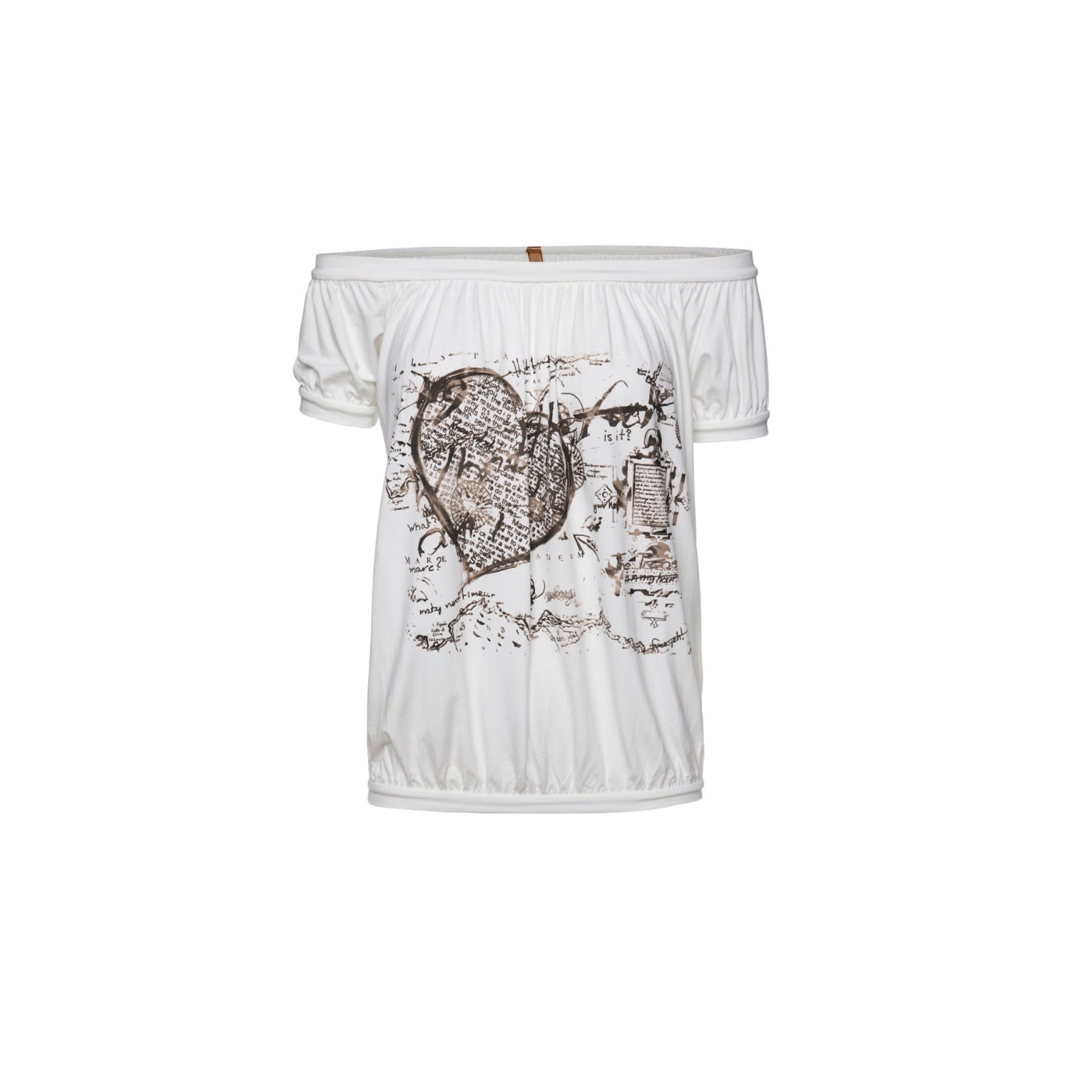 Women’s White Printed Peasant Top Small Conquista