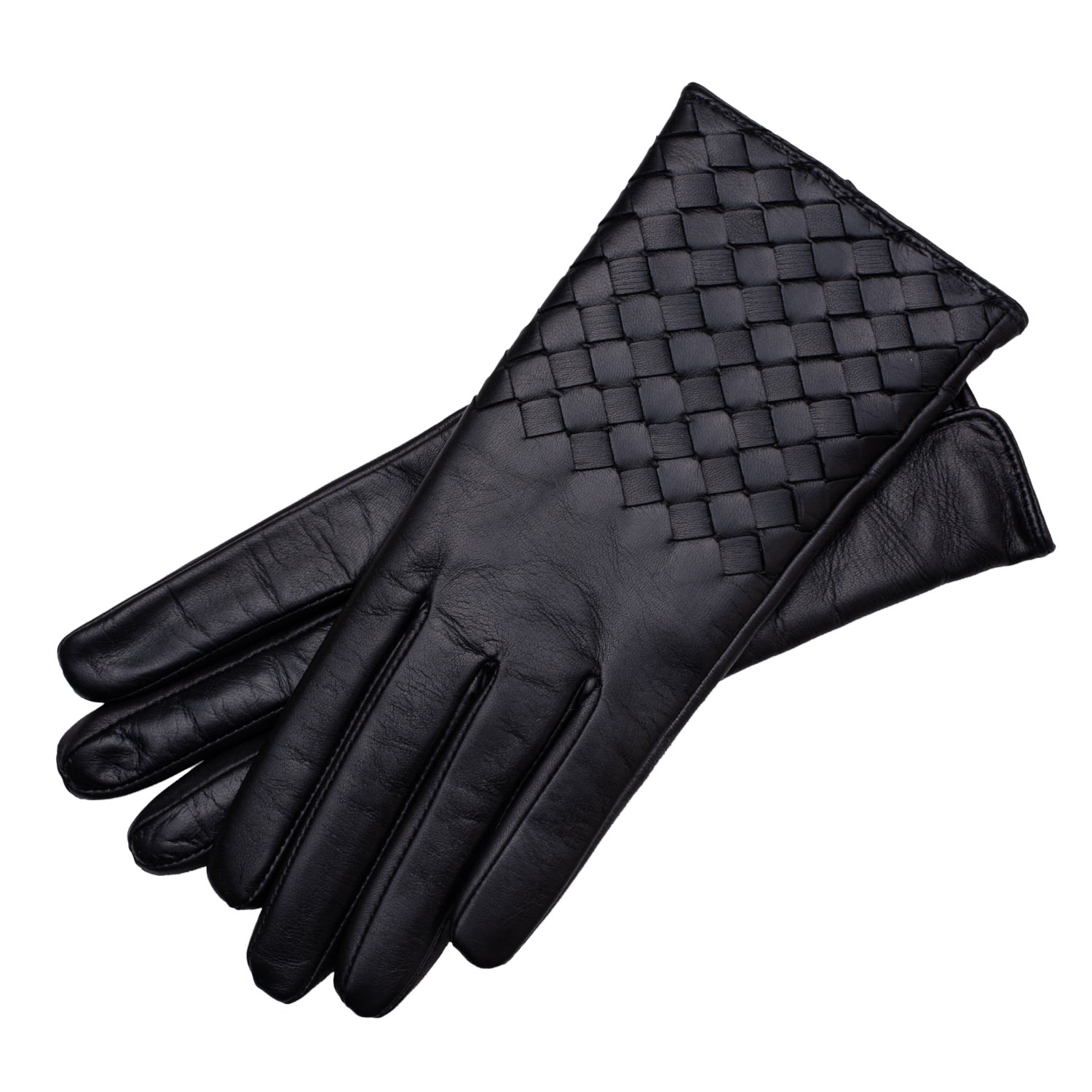 Trani - Women’s Woven Leather Gloves In Black 7" 1861 Glove Manufactory