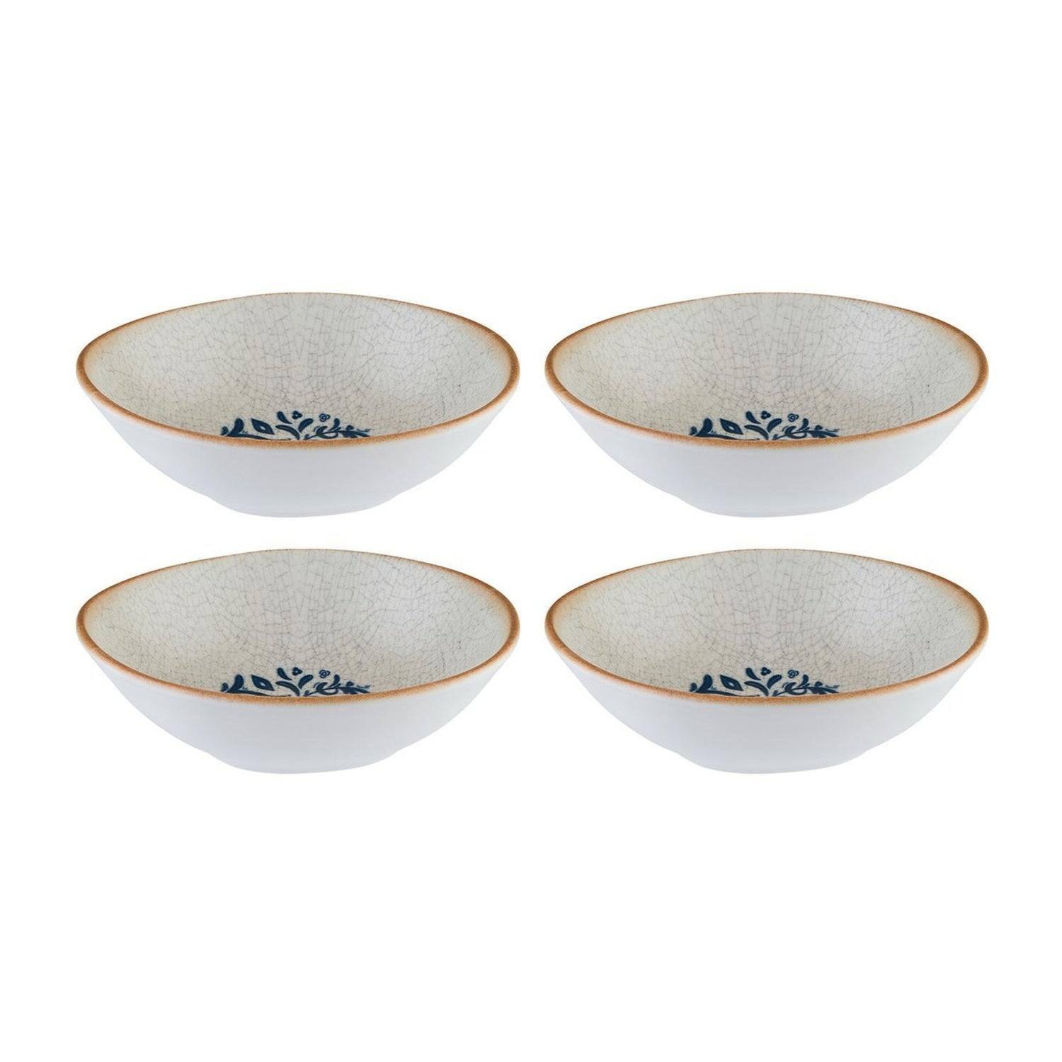 Turgla Home Blue Viento Organic Decorated Porcelain Bowl Set Of Four