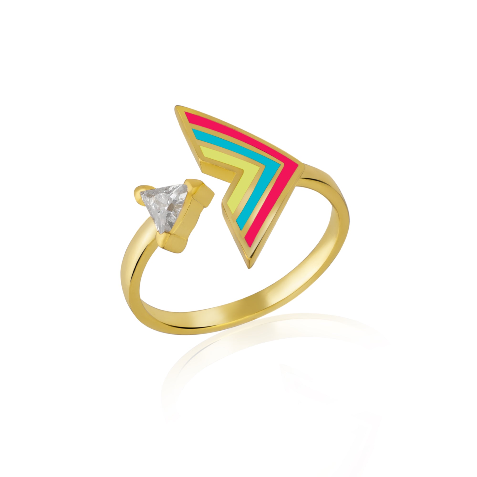 Spero London Women's Gold Enamel Arrow Ring In Sterling Silver In Gold