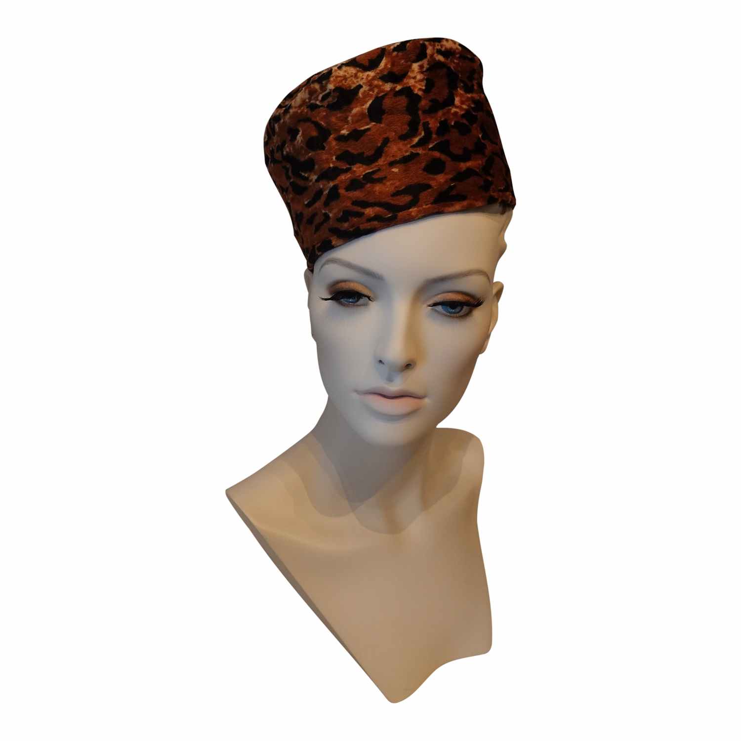 Morphy Moldable Leopard Velvet Pill Box Hat With Veil 