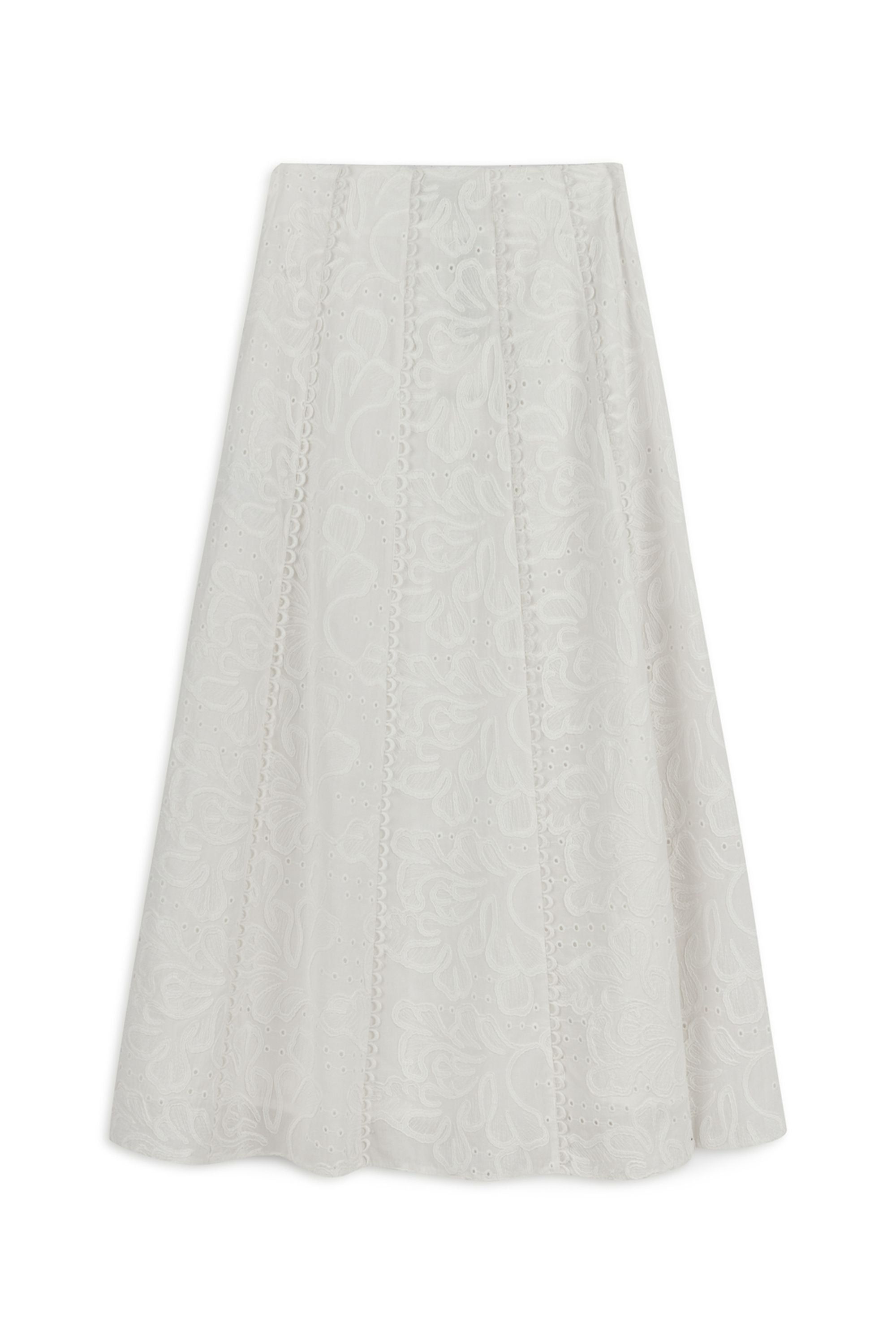 Nocturne Embroidery Detail Midi Skirt In White