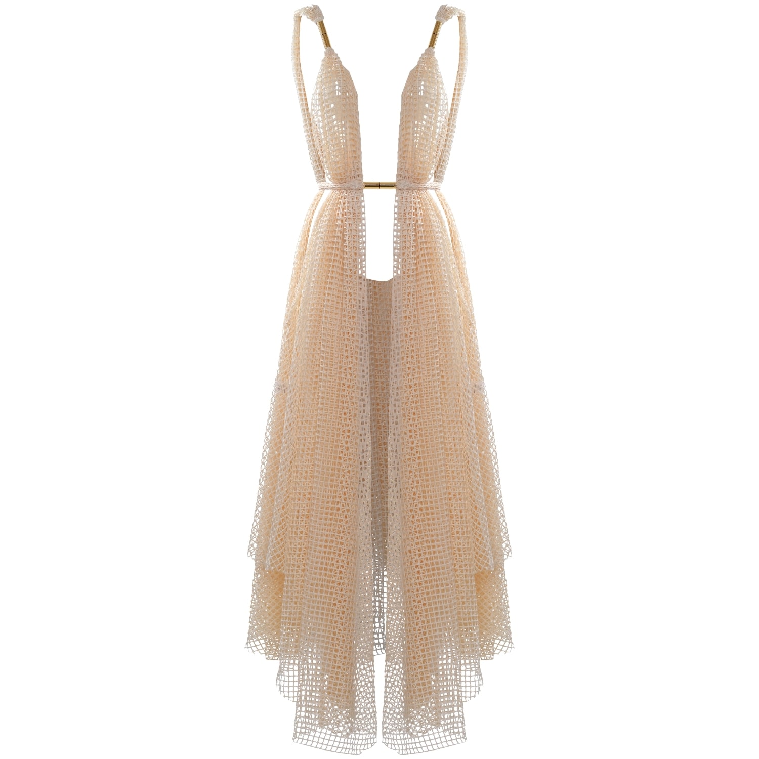 Women's Neutrals Clamitus Long Mesh Beach Cover-Up In Beige | Xs/S | Antoninias