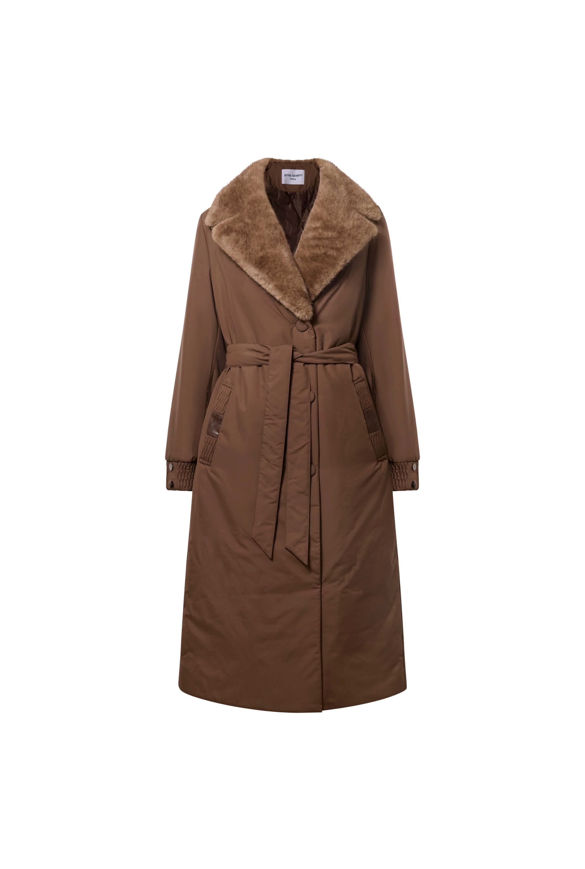 James Lakeland Women's Brown Padded Faux Fur Coat In Brown