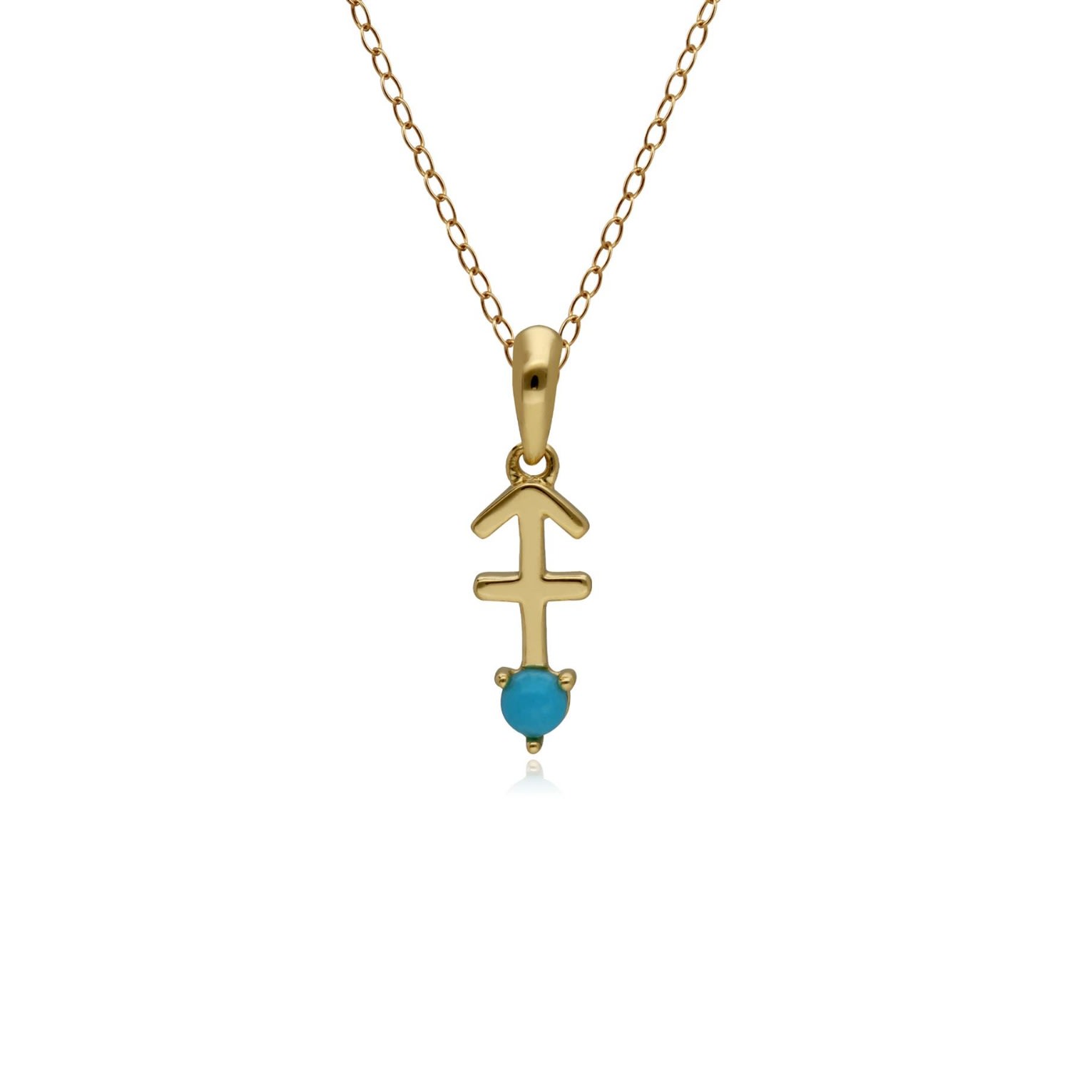 Women’s Gold / Green Turquoise Sagittarius Zodiac Necklace In Yellow Gold Gemondo