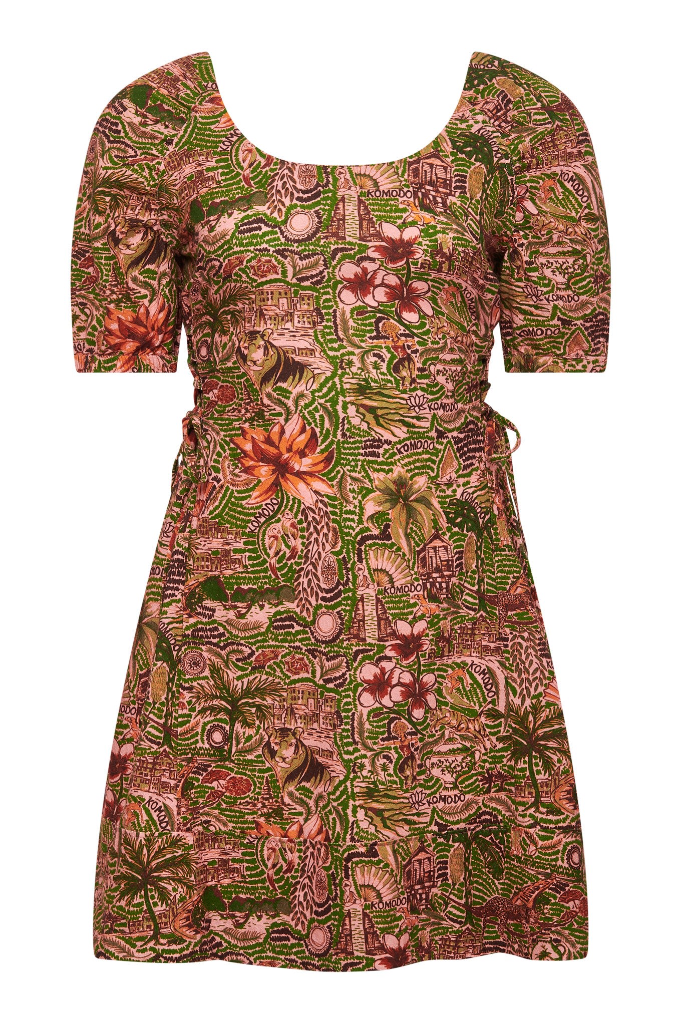 Komodo Women's Pink / Purple Bali - Tropical Print Organic Cotton Dress Pink In Brown