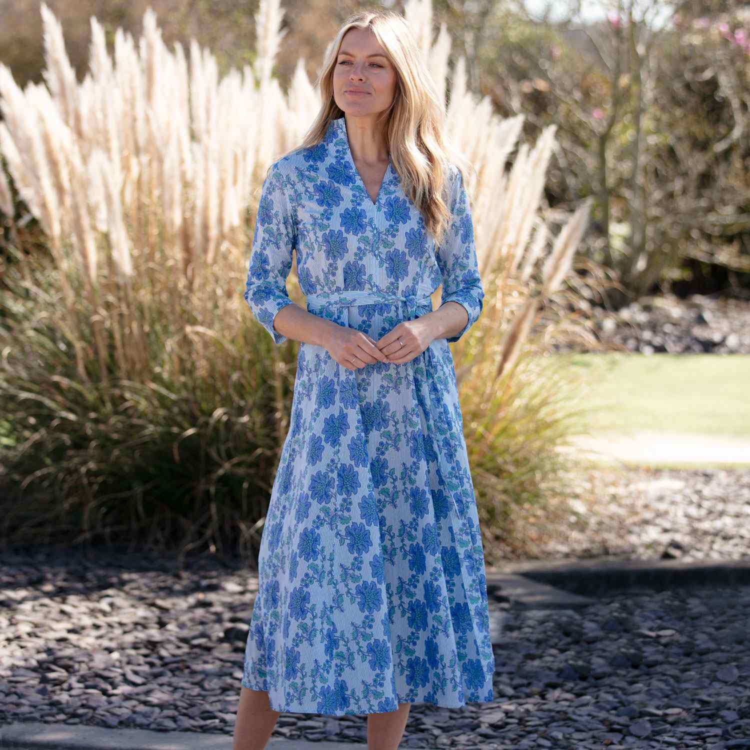 blue pinstripe dress Denim Pinstripe Dress XL / Tall / Denim main image 0