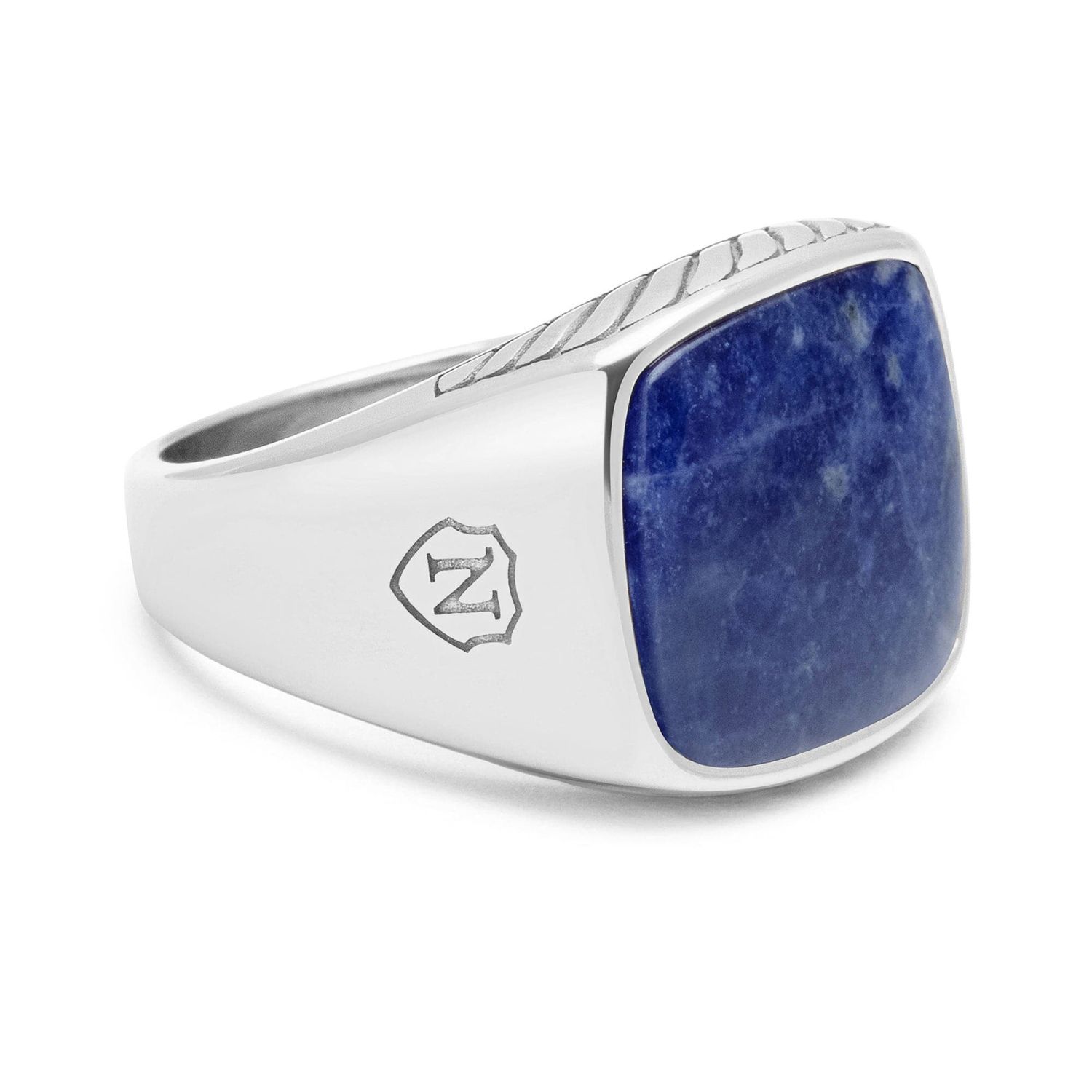 Nialaya Men's Blue / Silver Gentlemen's Silver Signet Ring With Blue Dumortierite In Metallic