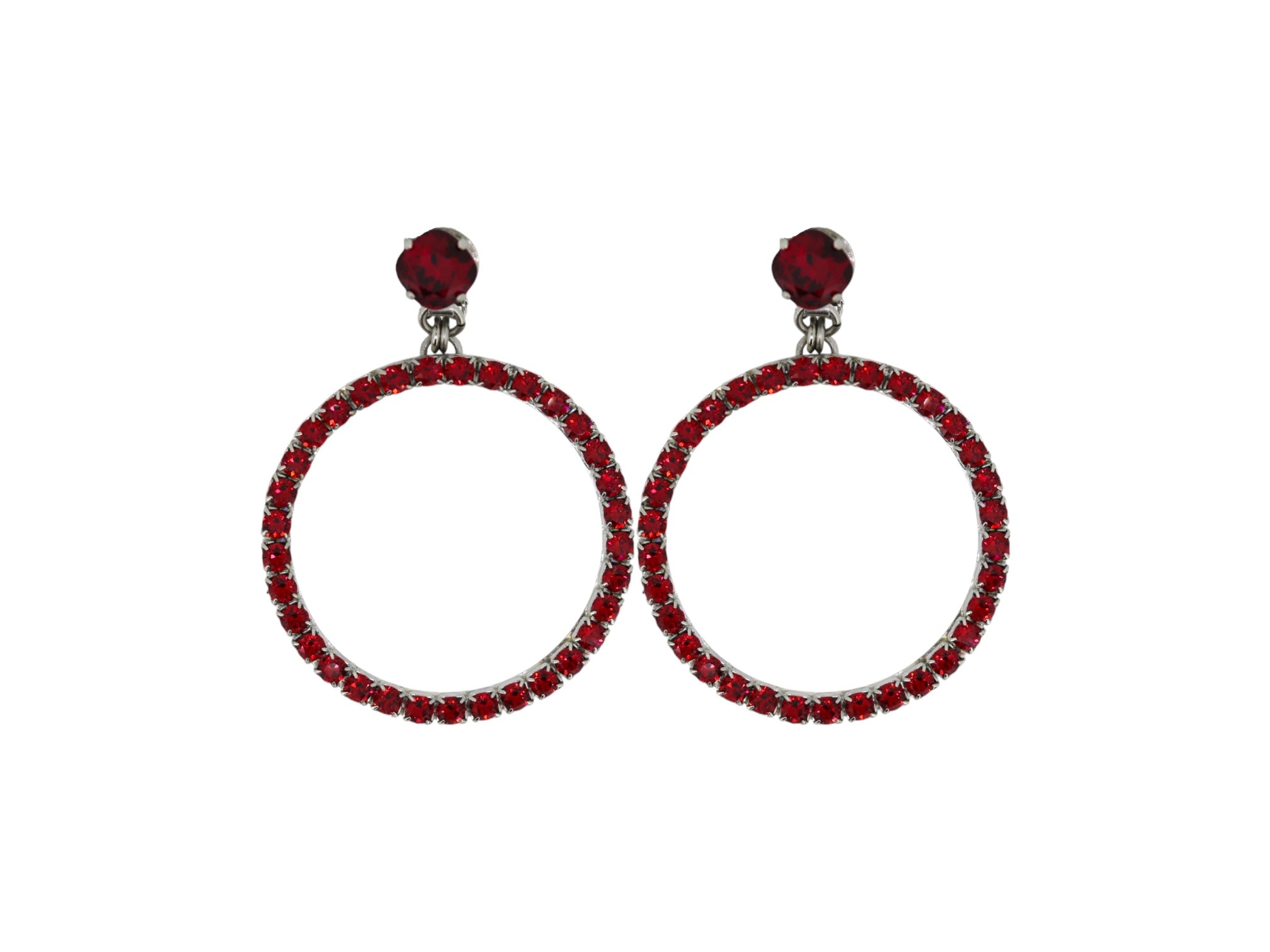Vickisarge Women's The Medium Red Hoop Earrings In Platinum - Clip In Red