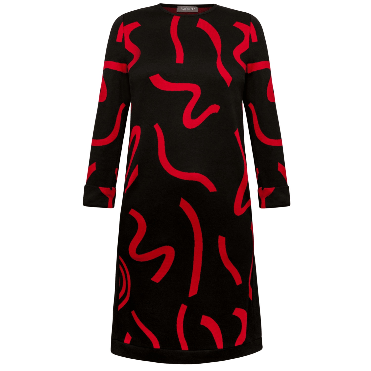 Amoresea Women's Black / Red Artistic Black Red Pattern Dress With Pockets In Black/red