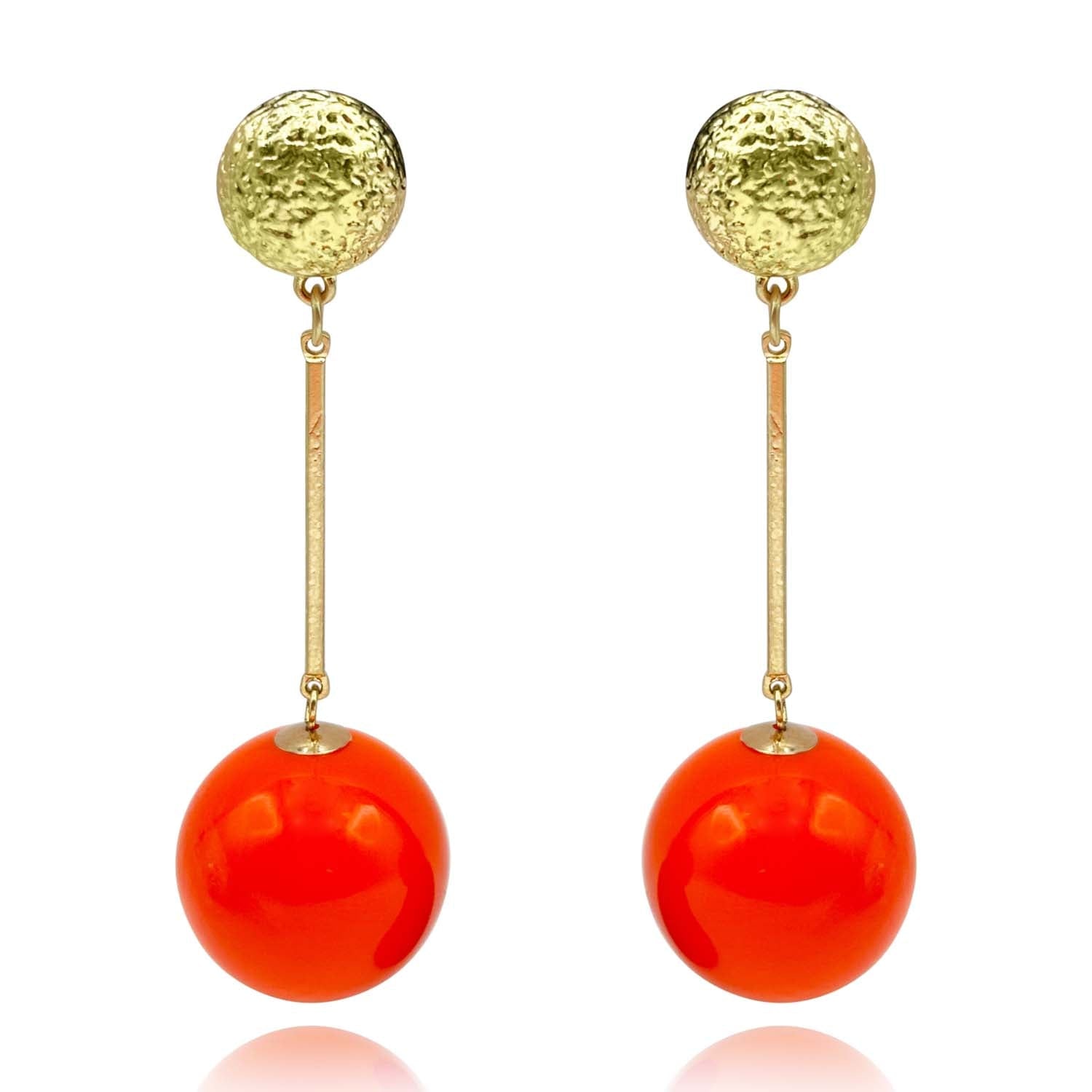 Michael Nash Jewelry Women's Red Orange And Gold Ball Drop Earrings