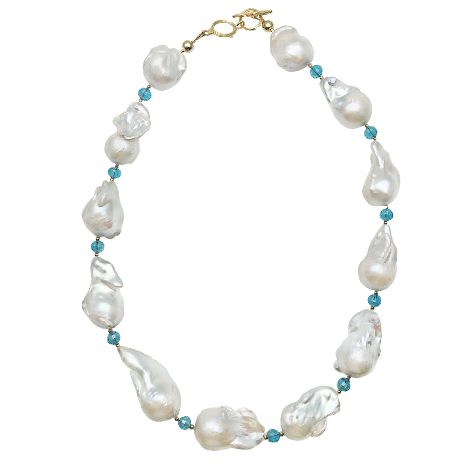 Women’s White / Blue Baroque Pearl & Crystals Short Necklace Farra