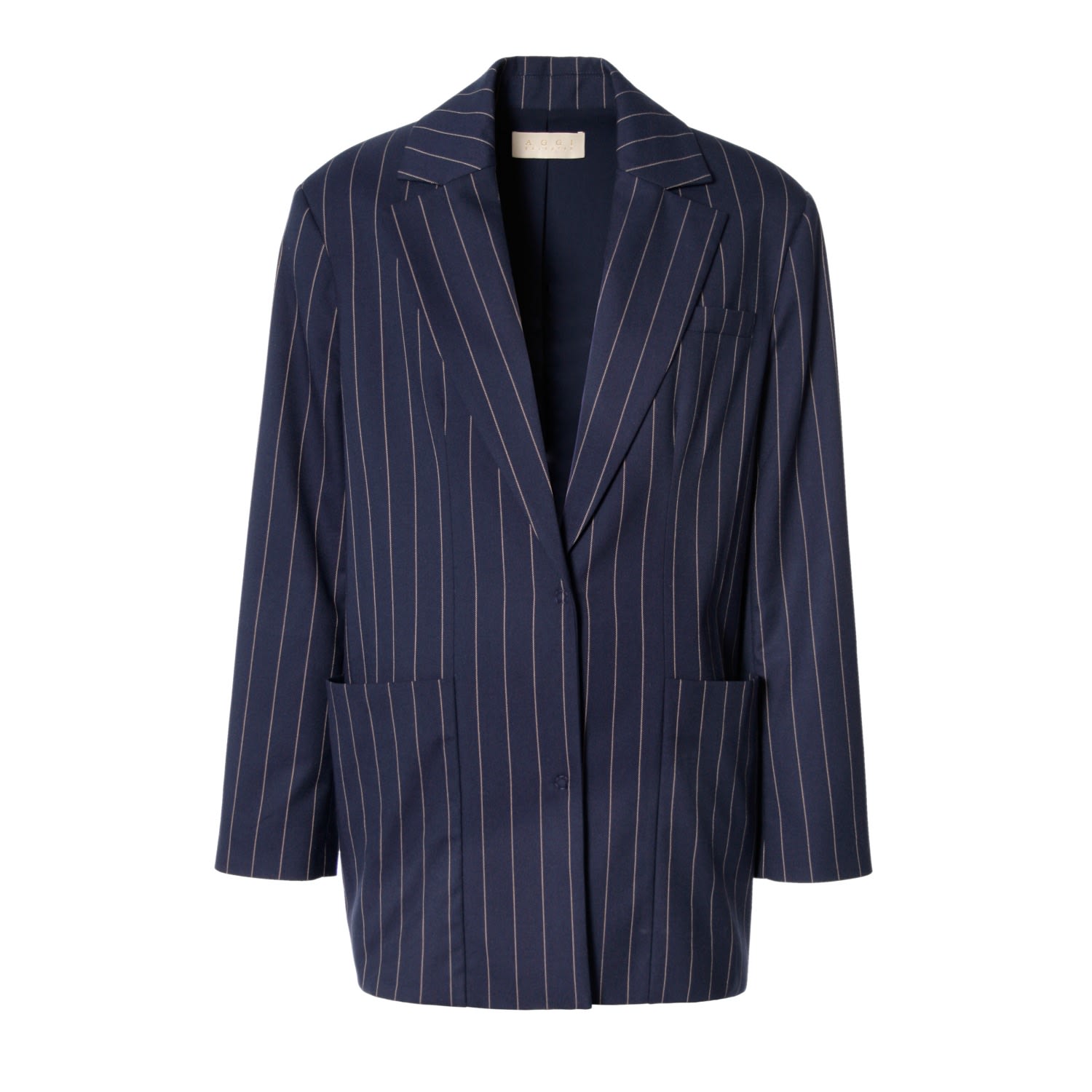 Aggi Women's Blue Dora Mood Indigo Oversized Tennis Stripe Long Blazer In Black