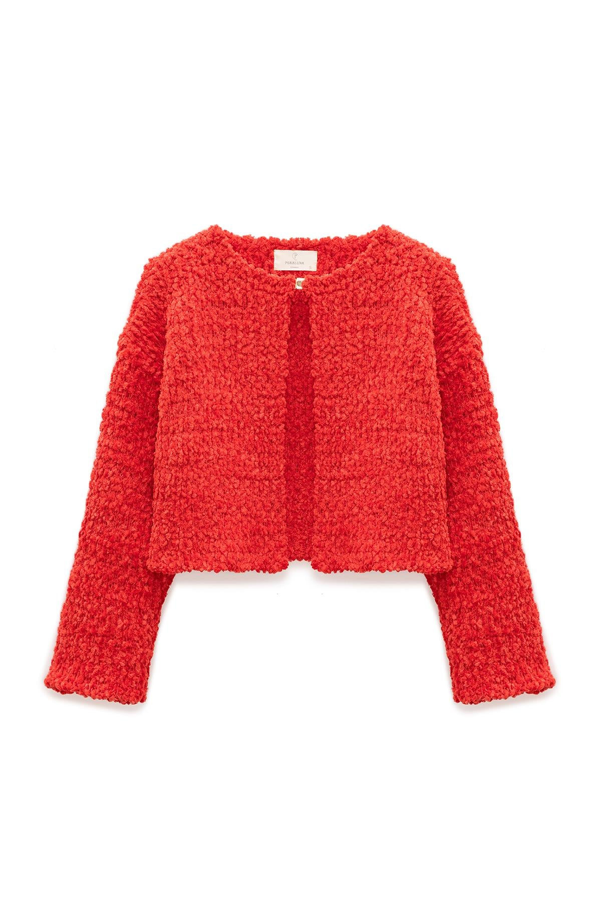 Peraluna Women's Kayla Crop Knit Cardigan In Red In Red