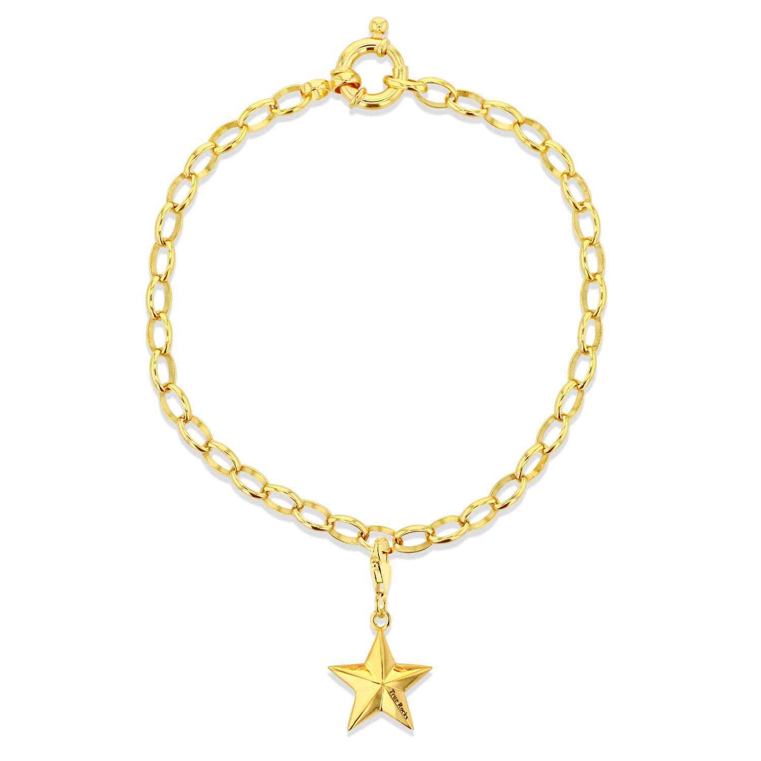 Men’s Mini Star Charm Belcher Bracelet Gold Plated True Rocks