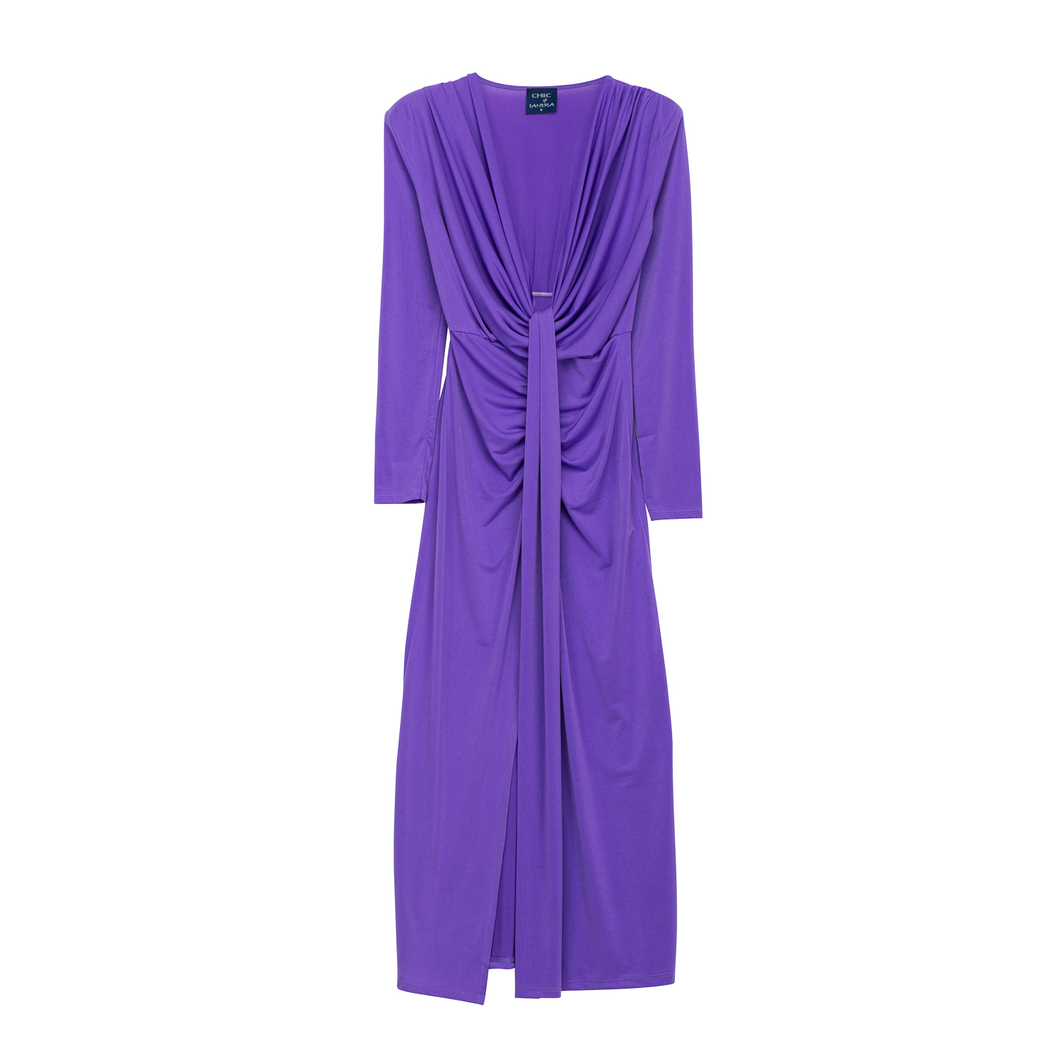 knee length dresses for ladies Maya Deep Lilac Floral Jacquard Long Sleeve Maxi Dress – Maya Deluxe main image 1
