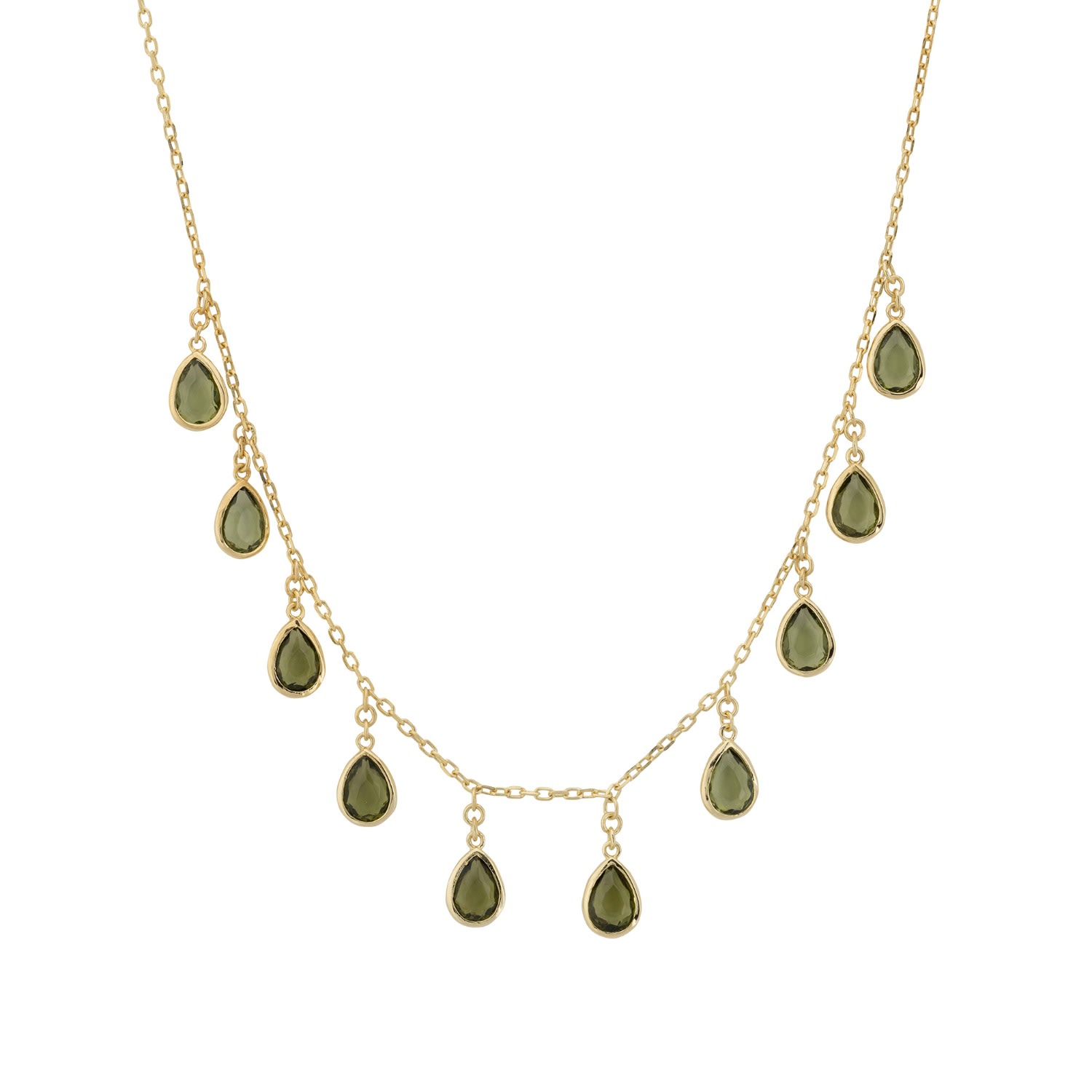 Women’s Gold / Green Florence Teardrop Gemstone Necklace Gold Peridot Latelita