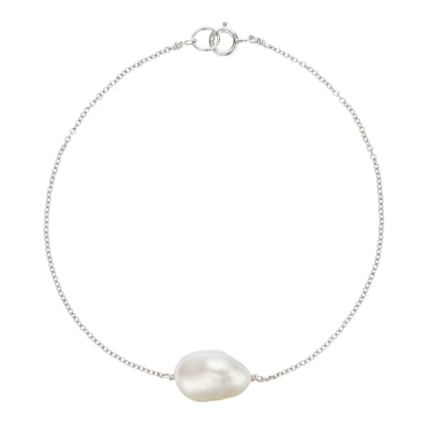 Lily & Roo Sterling Silver Large Single Pearl Bracelet In Pearl