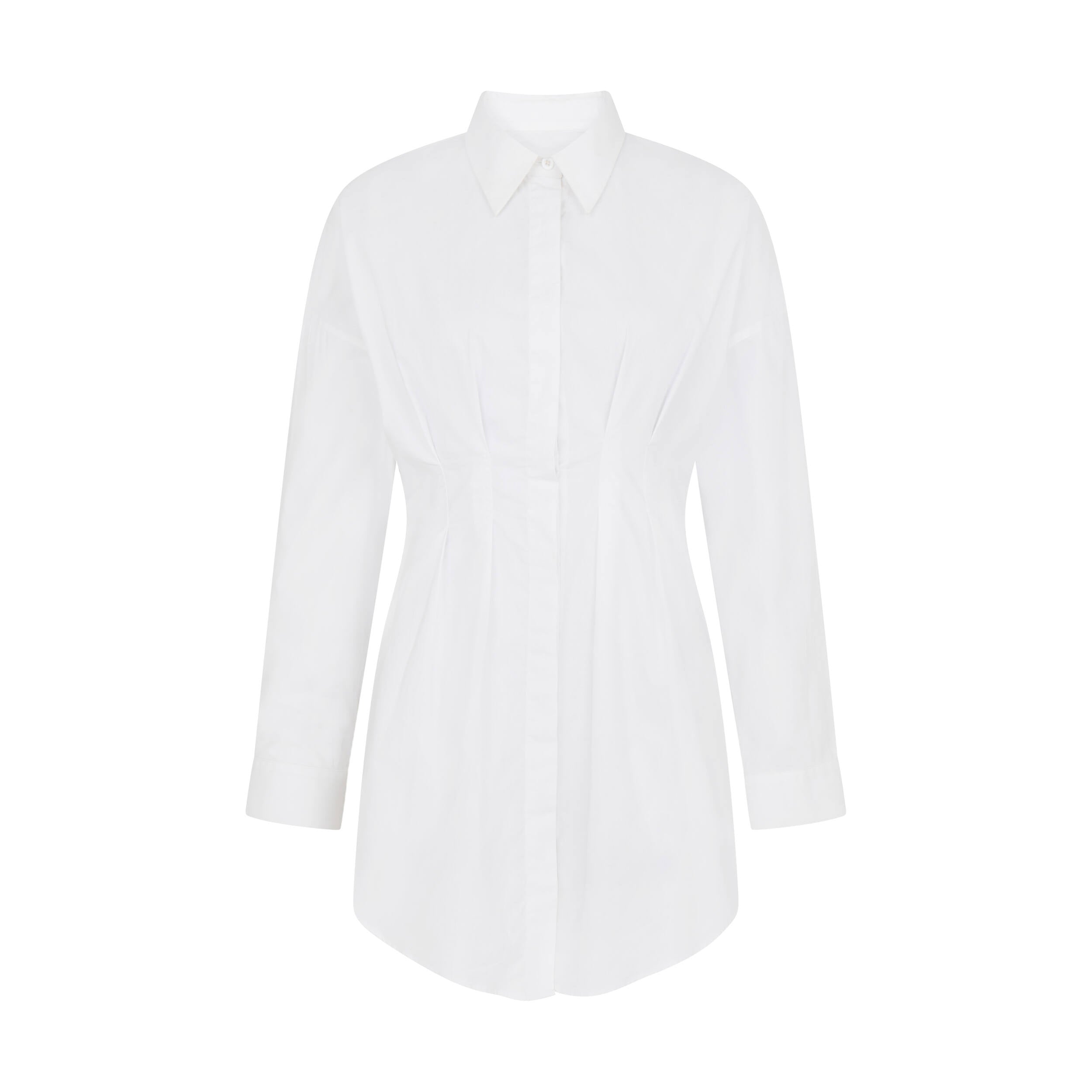 Women's Oversized Button-Front Mini Shirt Dress In White | Extra Small | Sour Figs
