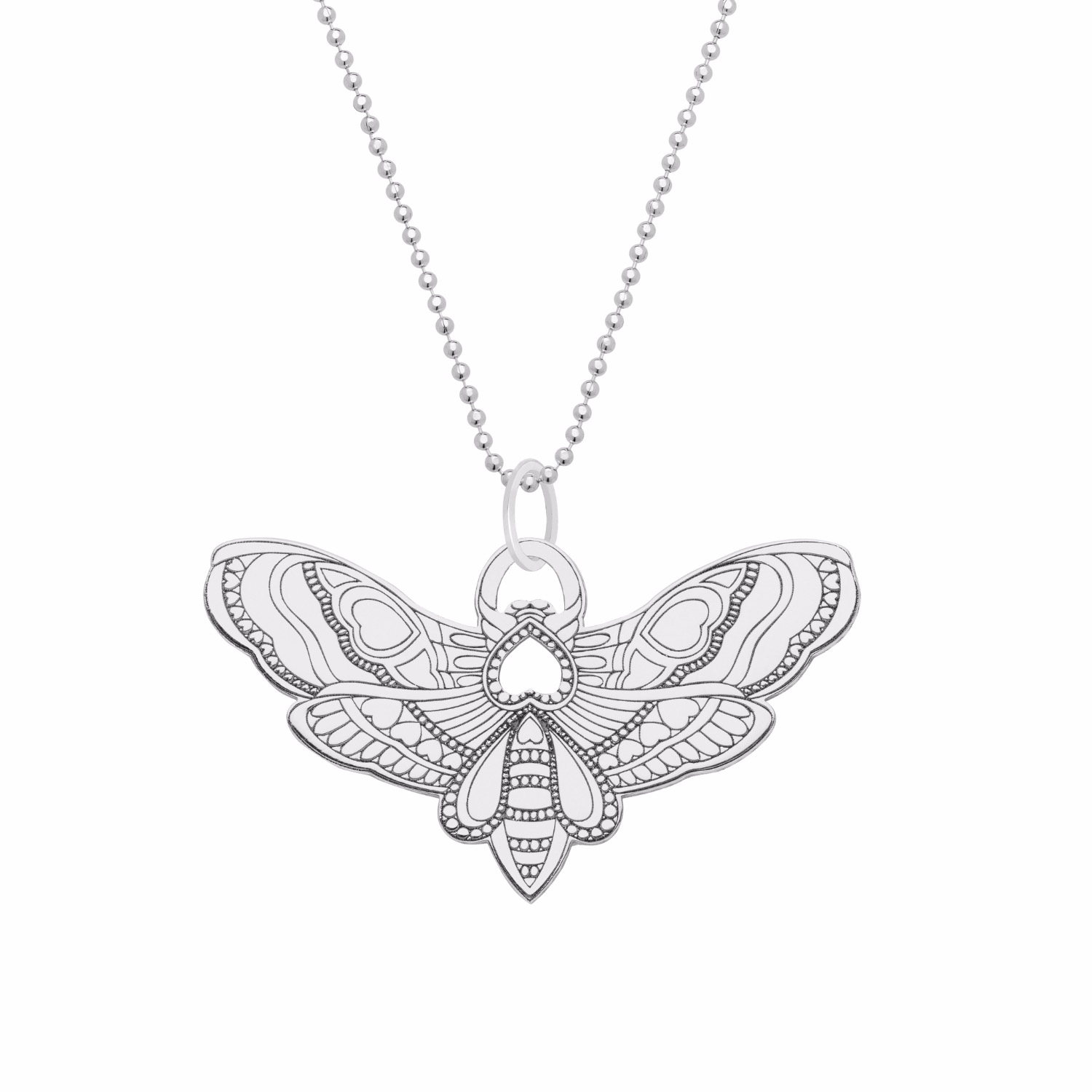 Cartergore Women's Medium Silver Moth Pendant Necklace In Silver