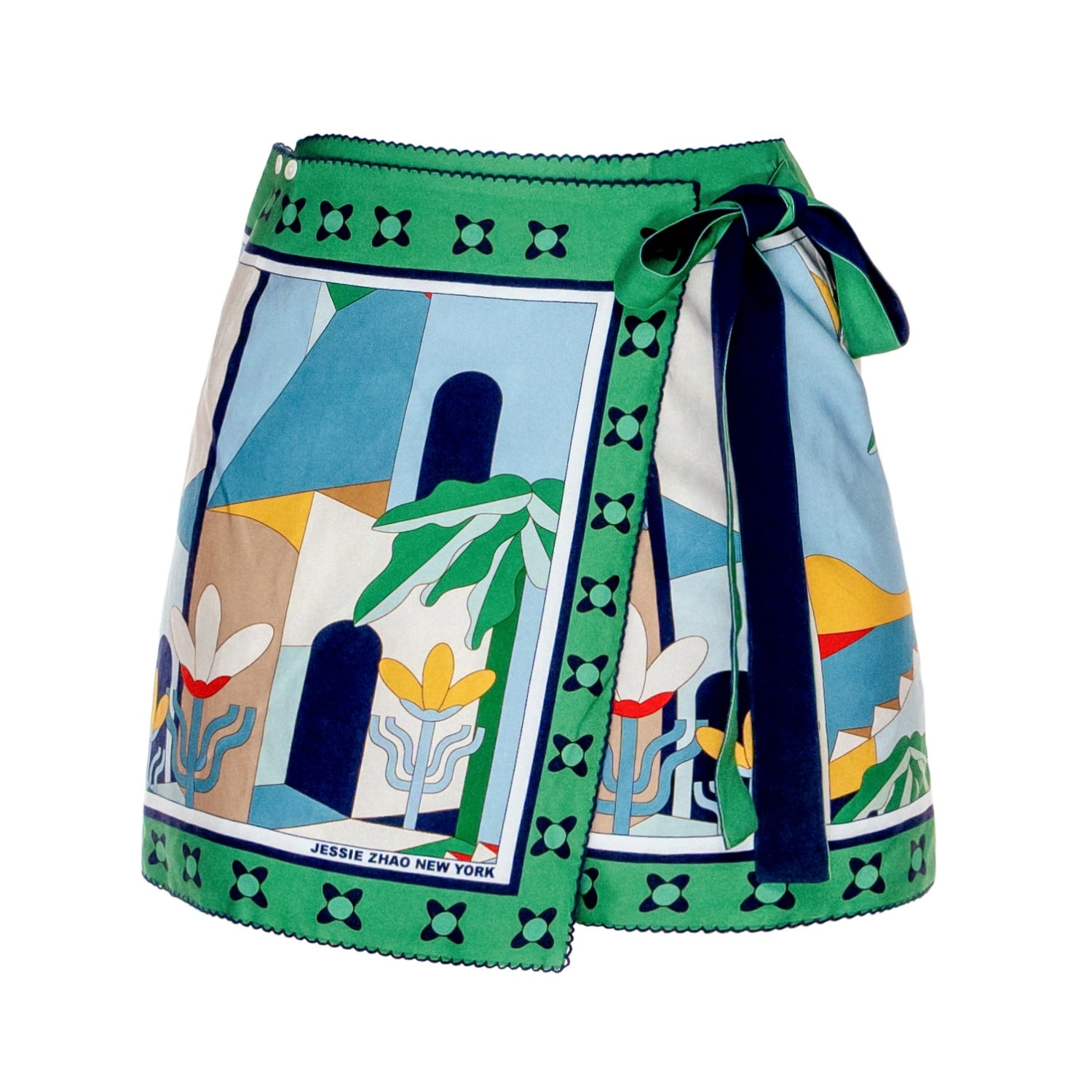 Jessie Zhao New York Swim Cover Up Skirt-green Wonderland In Multi