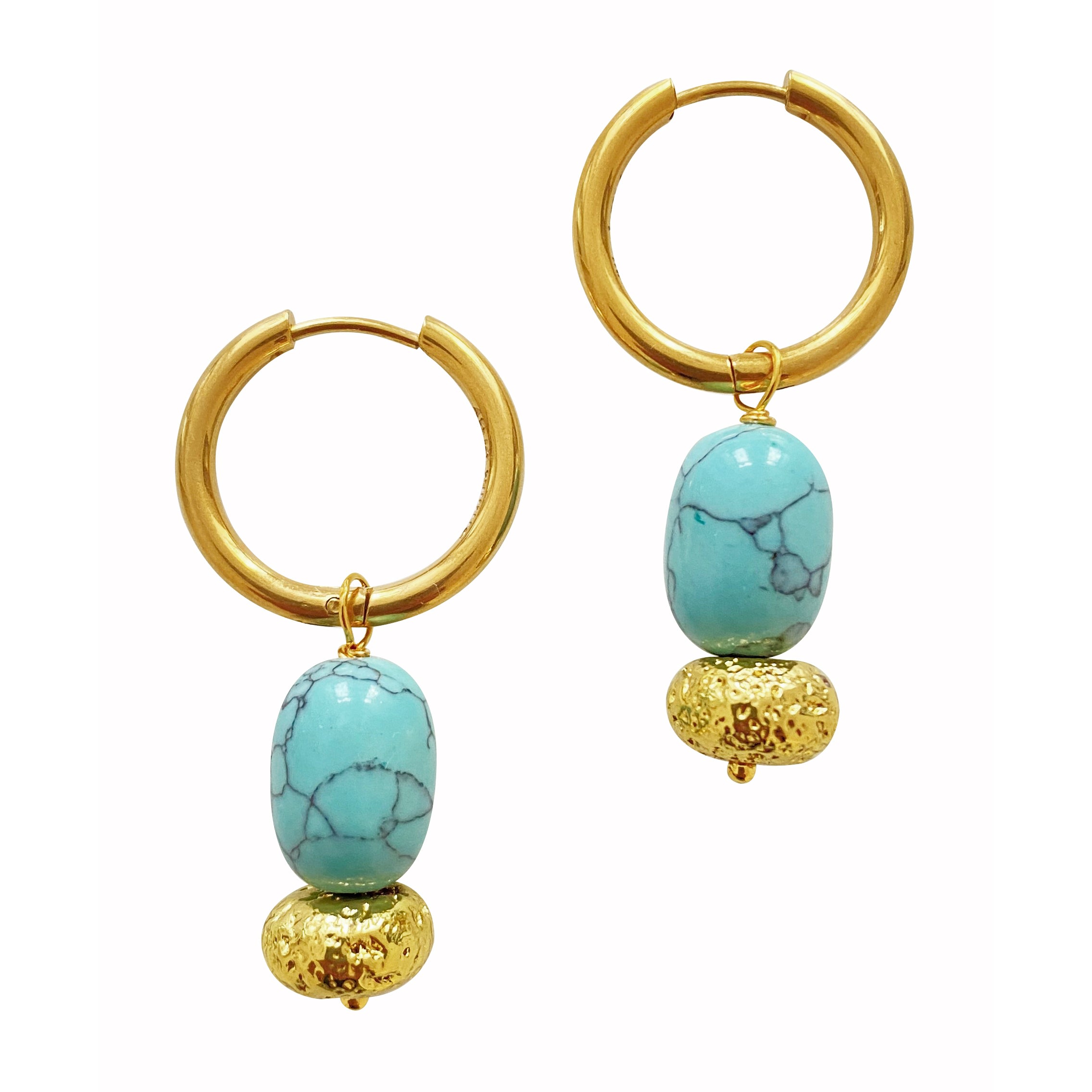 Women’s Gold / Blue Turquoise Hoop Earrings Malta Smilla Brav