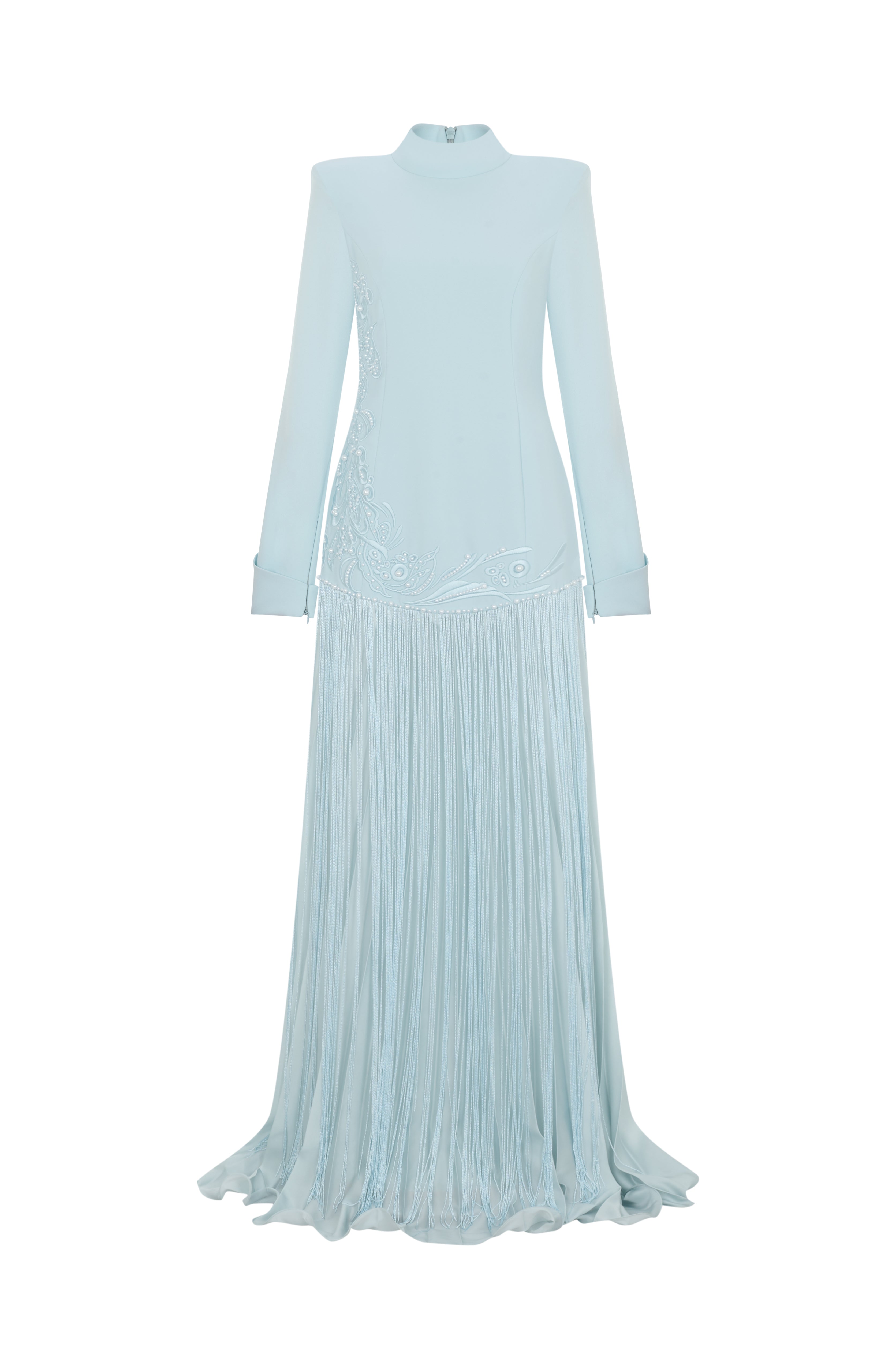 white dress shirt with navy blue pants Blue Satin Jersey Maxi Dress – self-portrait main image 1