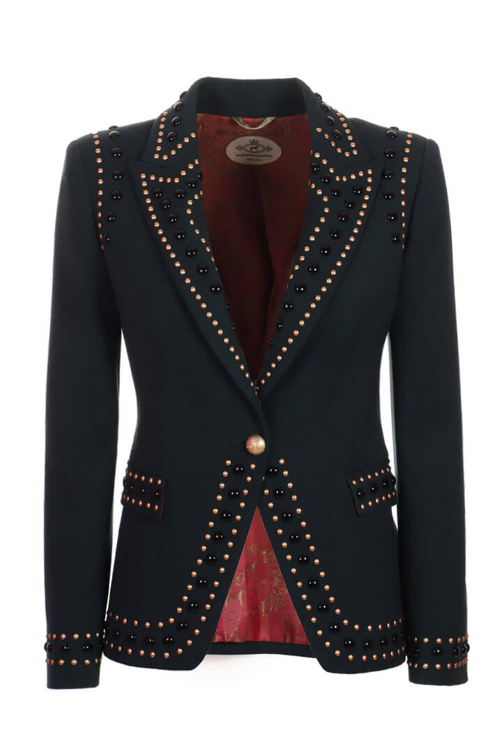 The Extreme Collection Women's Blue Navy Blazer With Gold Buttons And Tailored Fit In Black